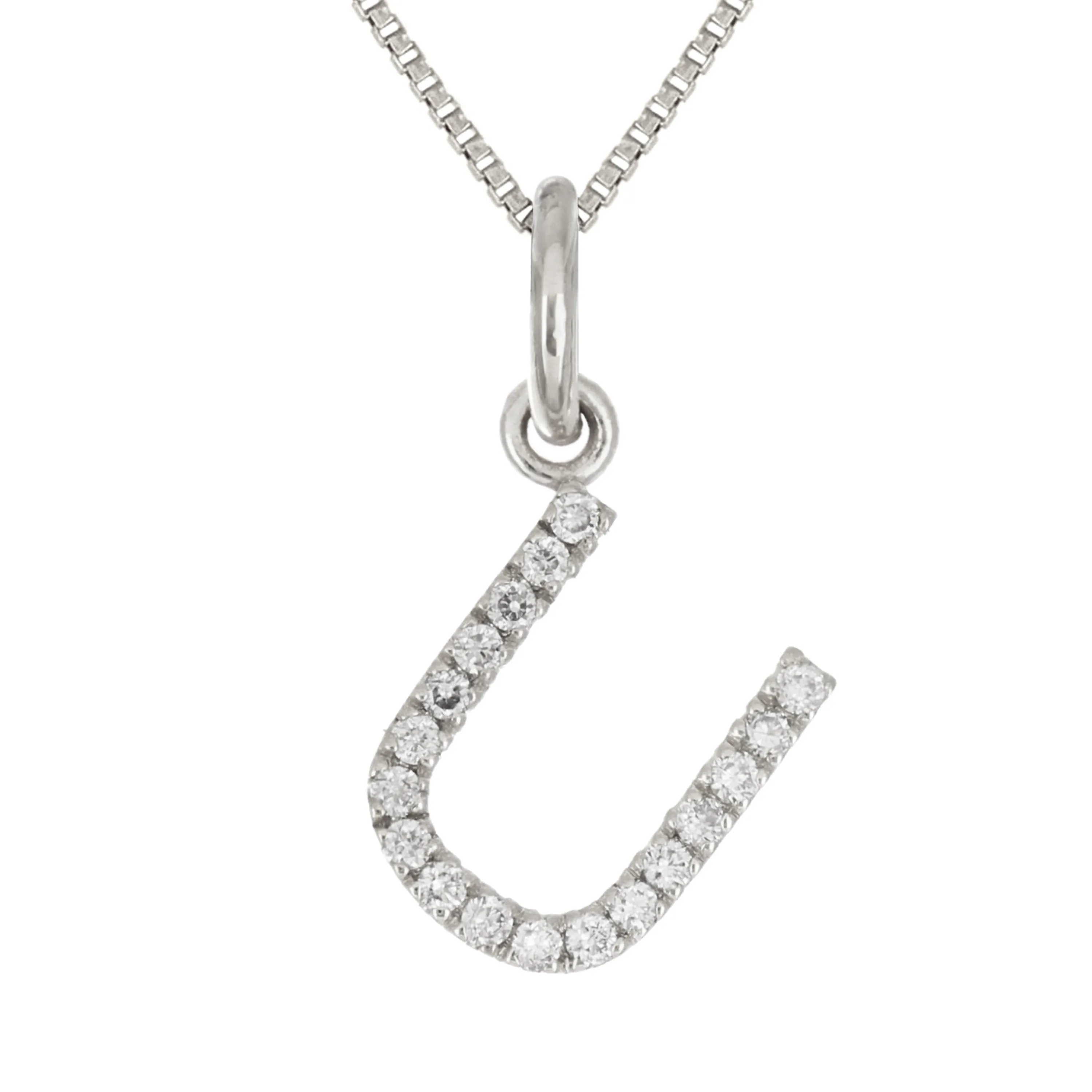 14k Yellow White or Rose Gold Diamond Initial Letter Charm Pendant Necklace 18"