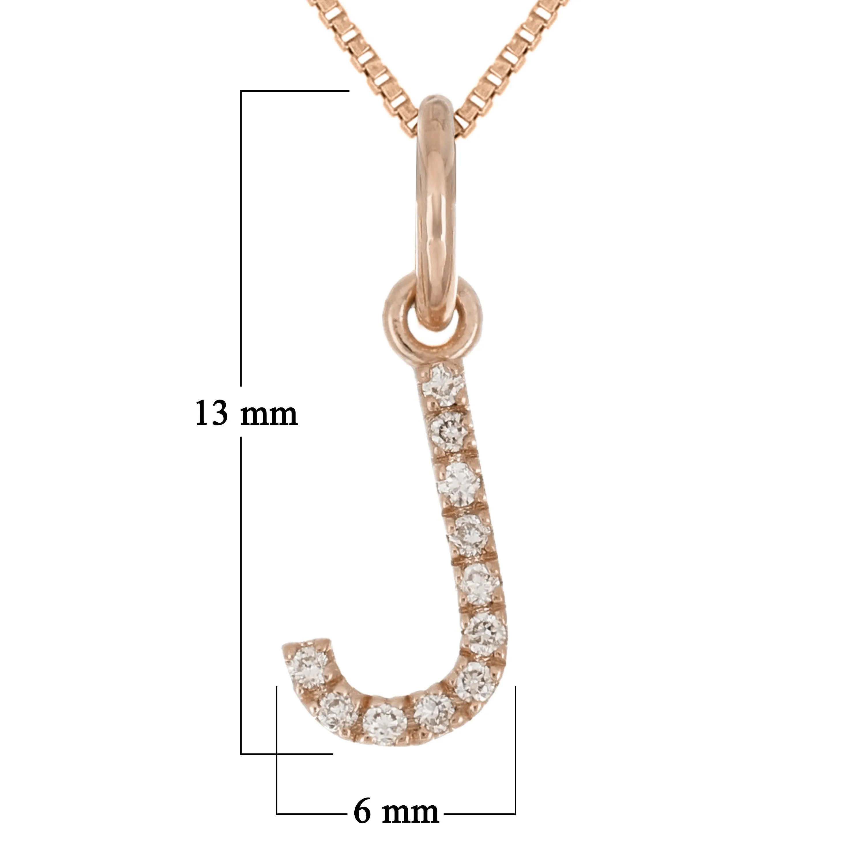 14k Yellow White or Rose Gold Diamond Initial Letter Charm Pendant Necklace 18"