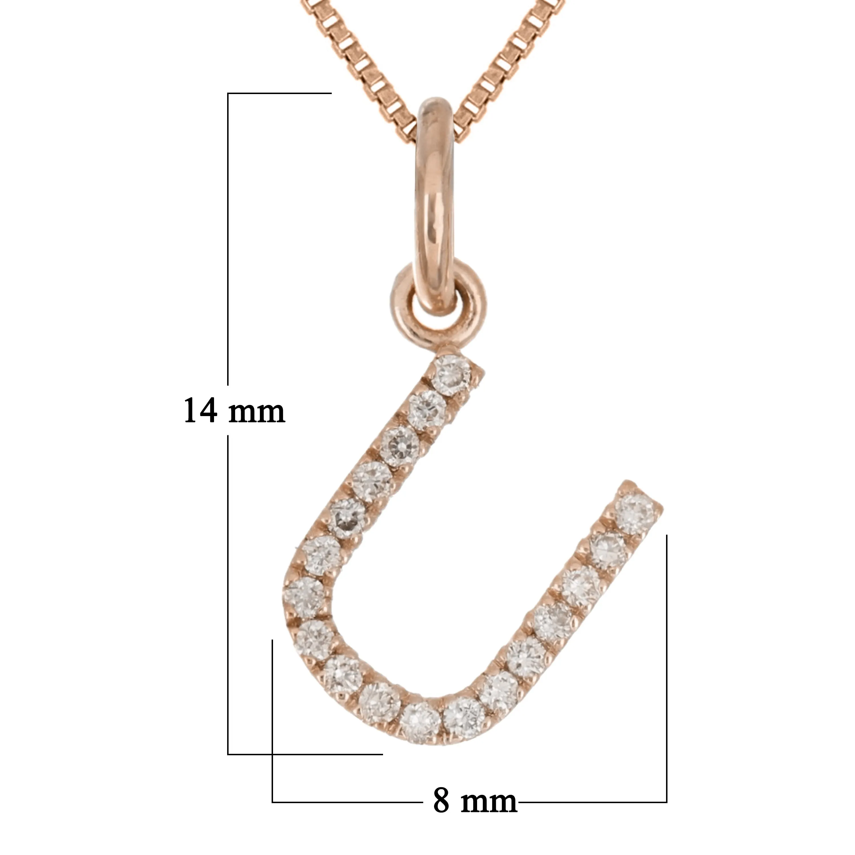14k Yellow White or Rose Gold Diamond Initial Letter Charm Pendant Necklace 18"
