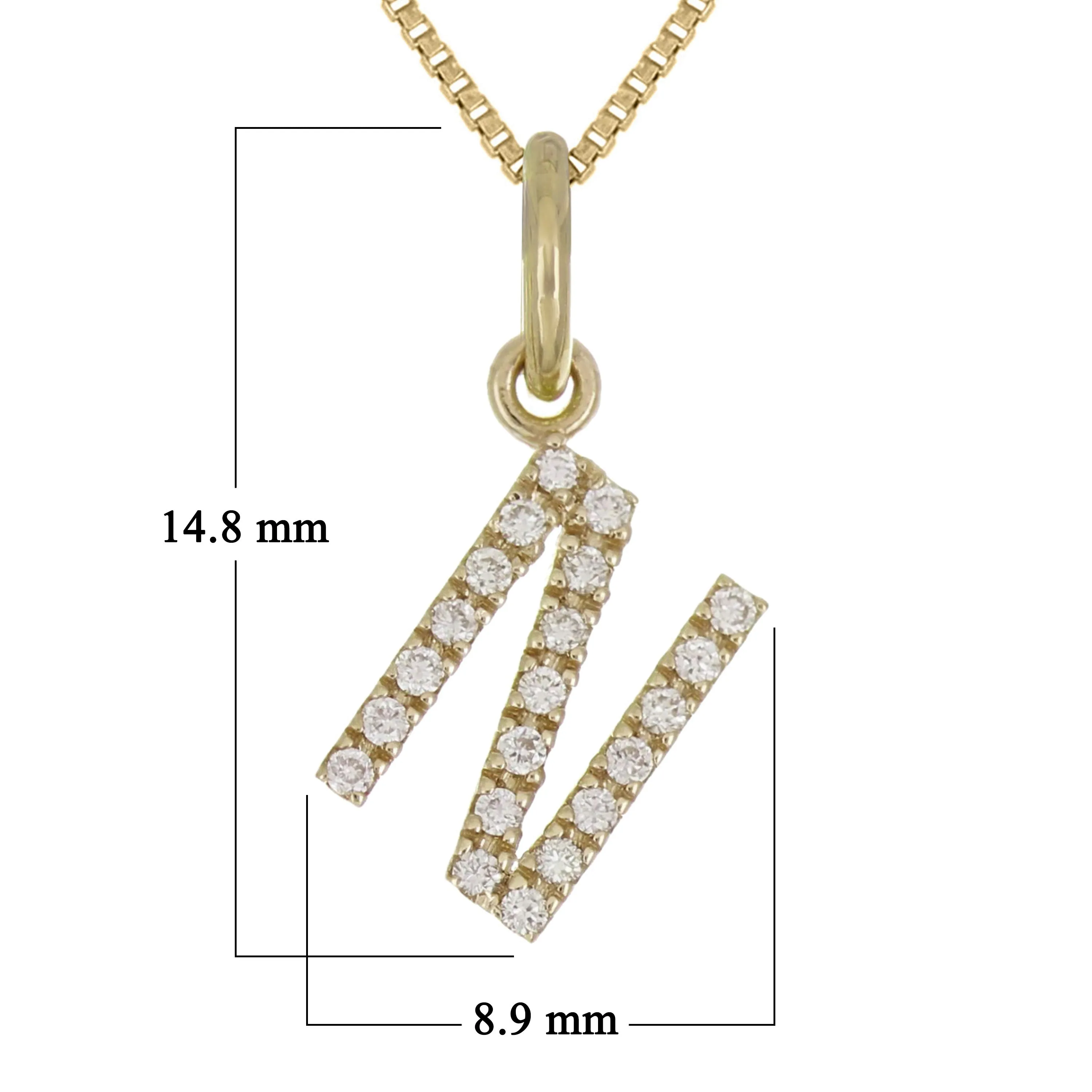 14k Yellow White or Rose Gold Diamond Initial Letter Charm Pendant Necklace 18"