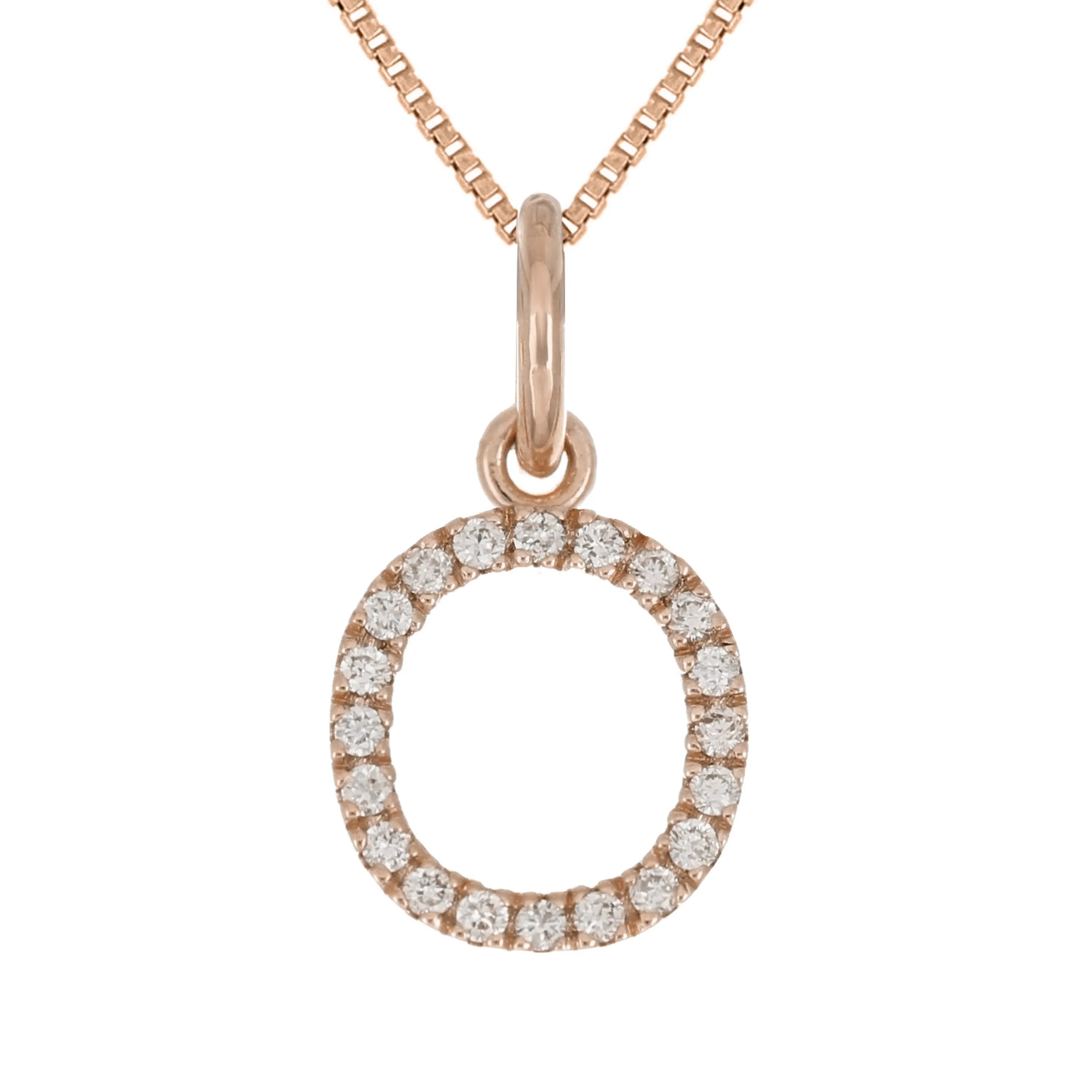 14k Yellow White or Rose Gold Diamond Initial Letter Charm Pendant Necklace 18"