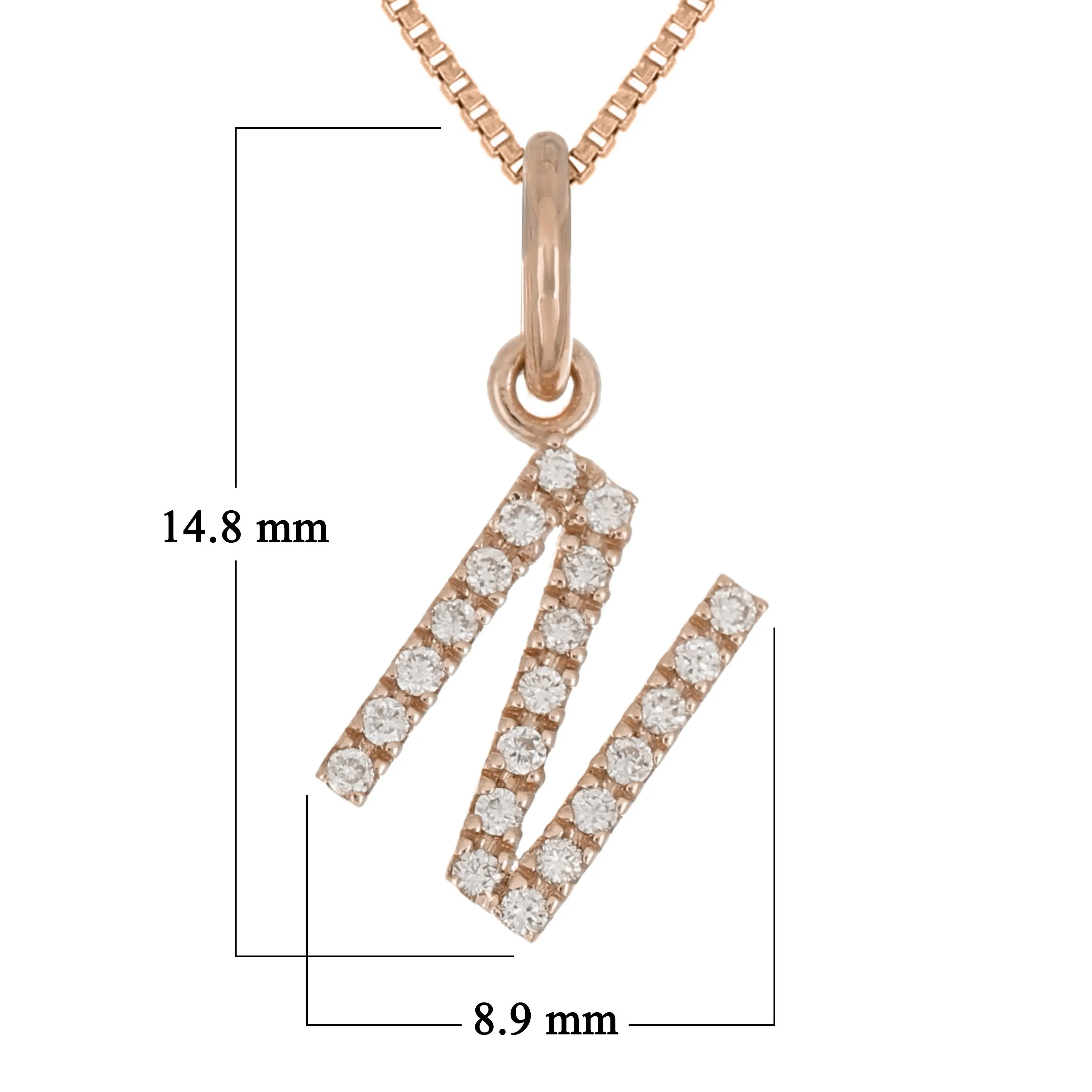 14k Yellow White or Rose Gold Diamond Initial Letter Charm Pendant Necklace 18"