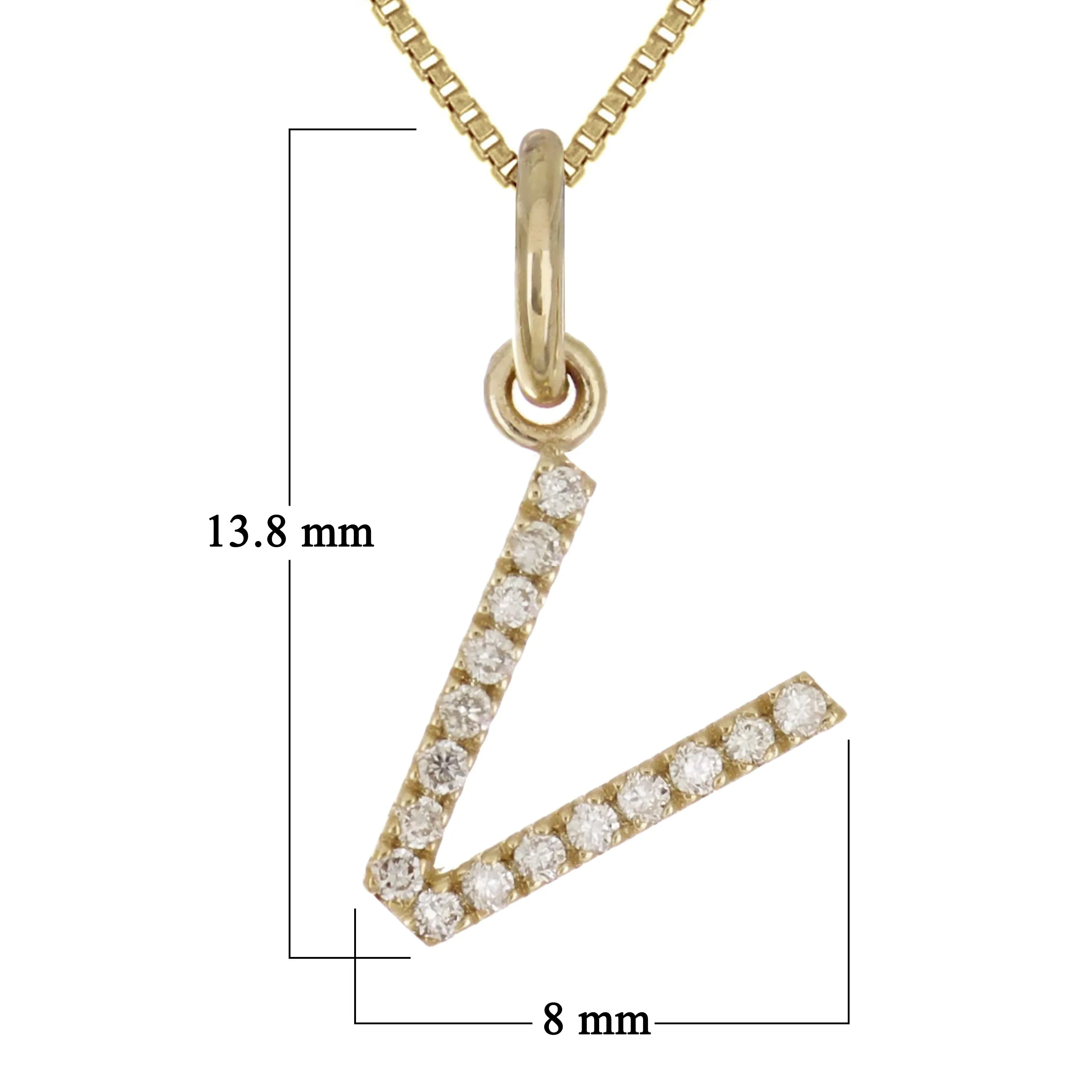 14k Yellow White or Rose Gold Diamond Initial Letter Charm Pendant Necklace 18"