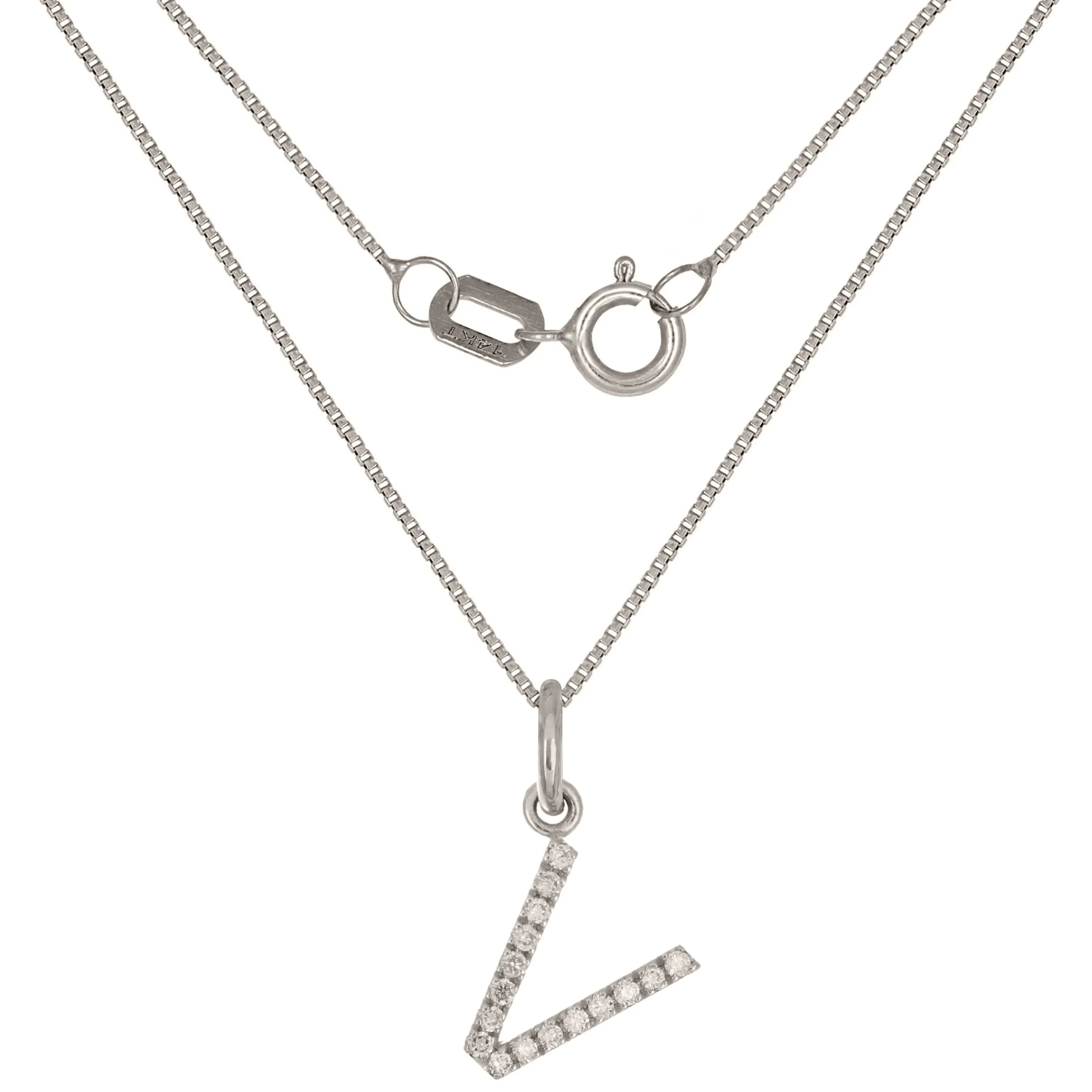 14k Yellow White or Rose Gold Diamond Initial Letter Charm Pendant Necklace 18"