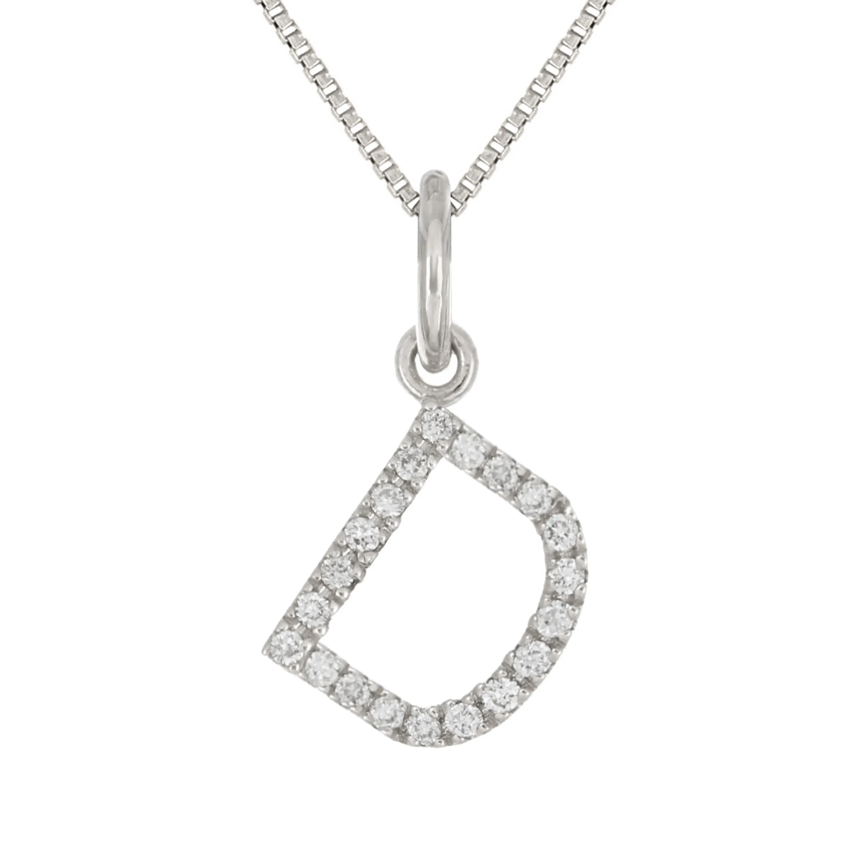 14k Yellow White or Rose Gold Diamond Initial Letter Charm Pendant Necklace 18"