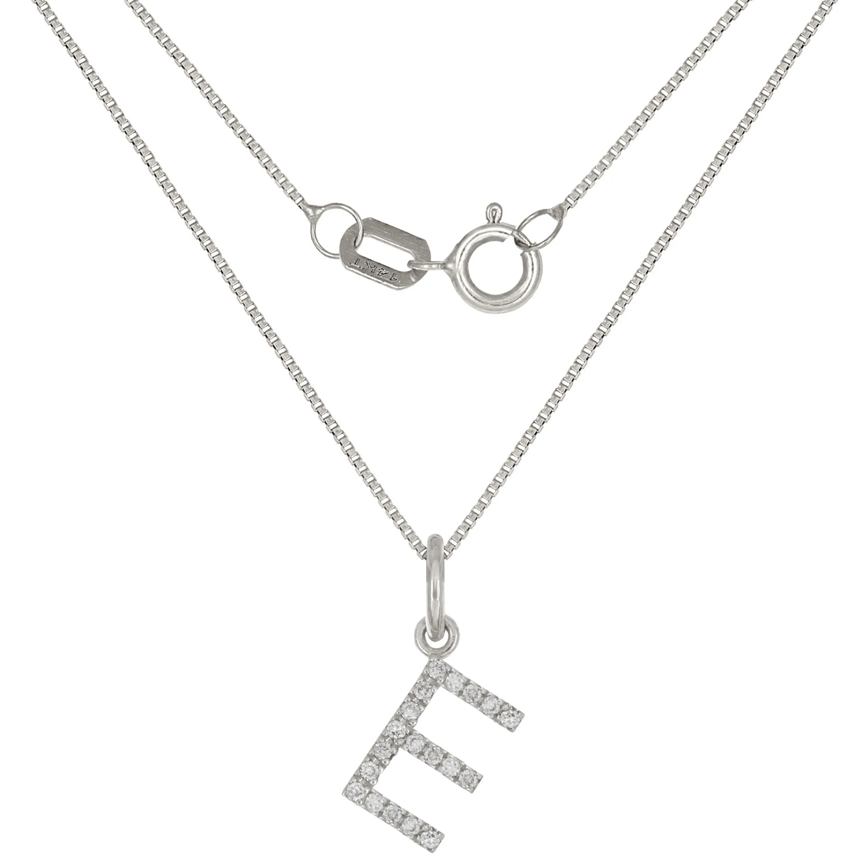 14k Yellow White or Rose Gold Diamond Initial Letter Charm Pendant Necklace 18"