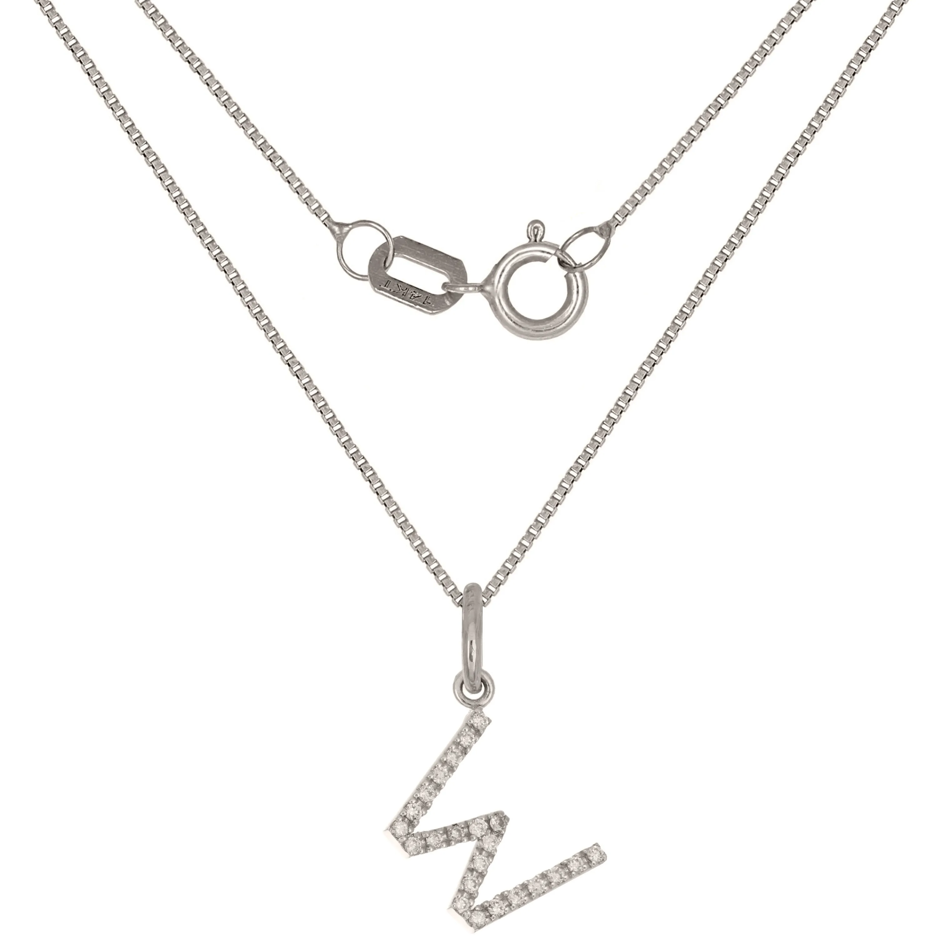 14k Yellow White or Rose Gold Diamond Initial Letter Charm Pendant Necklace 18"