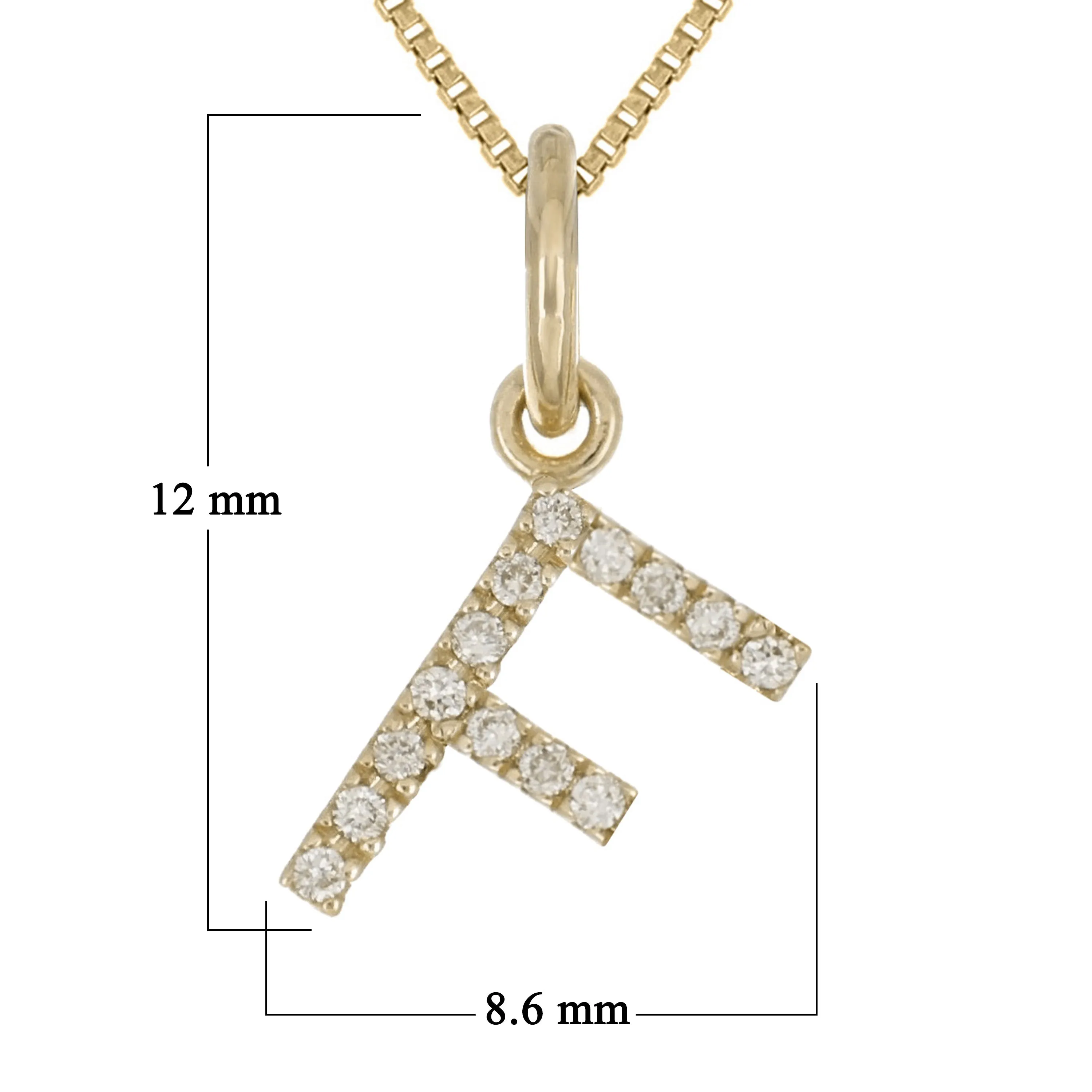 14k Yellow White or Rose Gold Diamond Initial Letter Charm Pendant Necklace 18"