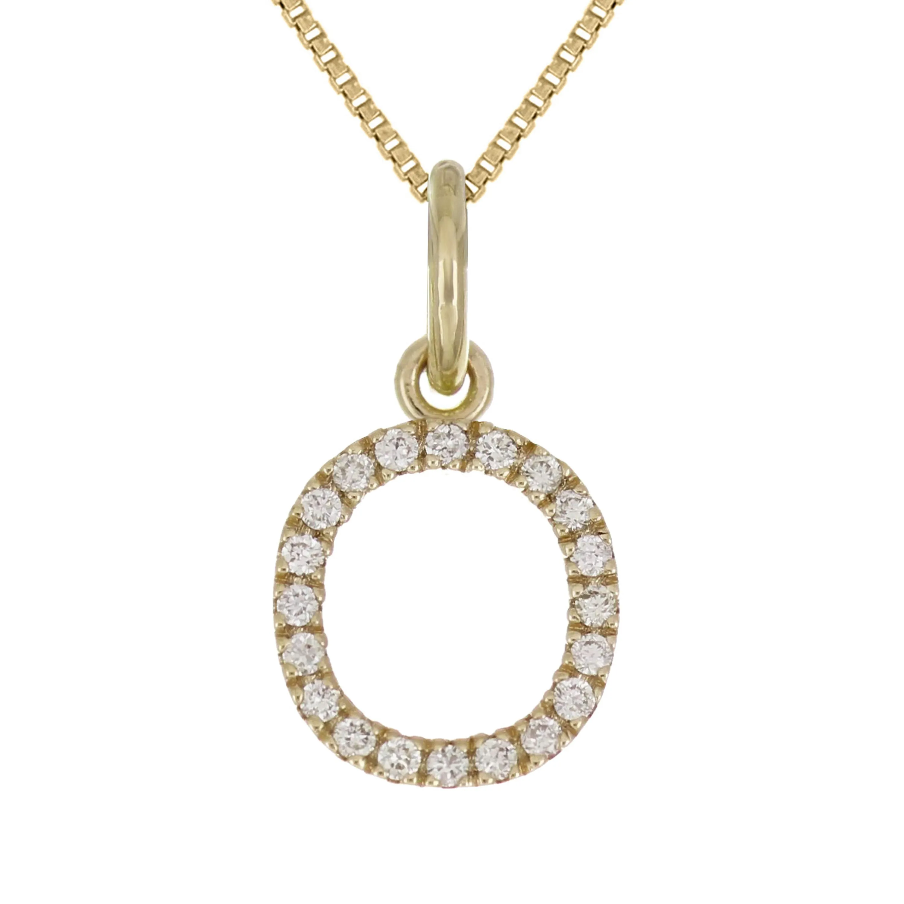 14k Yellow White or Rose Gold Diamond Initial Letter Charm Pendant Necklace 18"