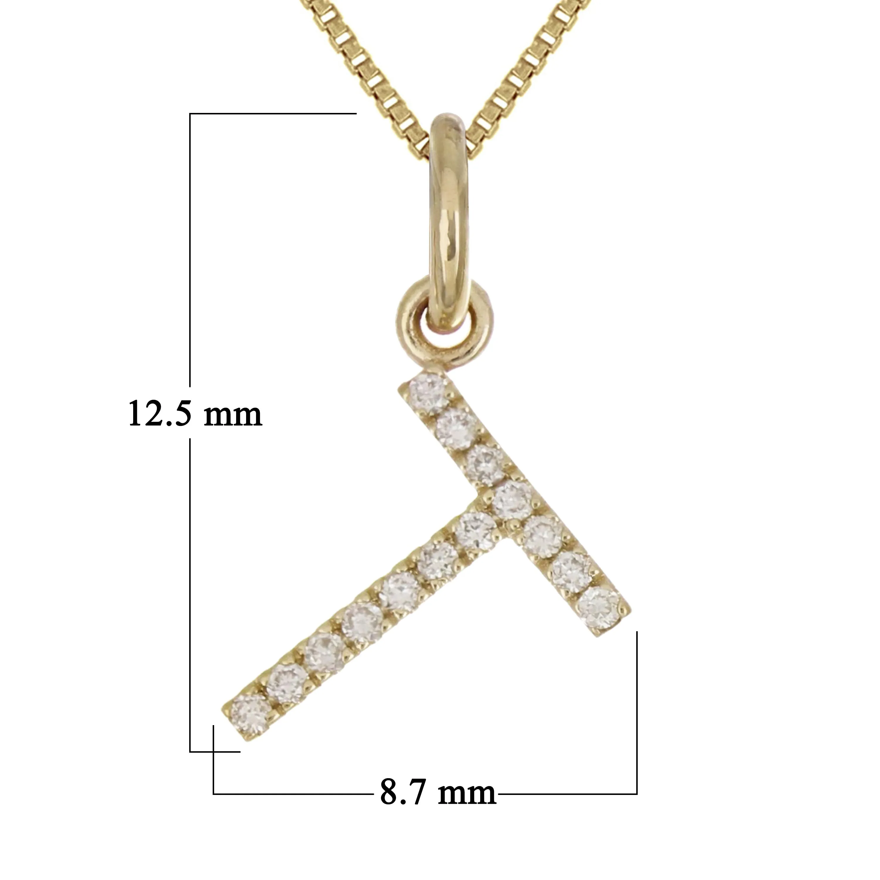 14k Yellow White or Rose Gold Diamond Initial Letter Charm Pendant Necklace 18"