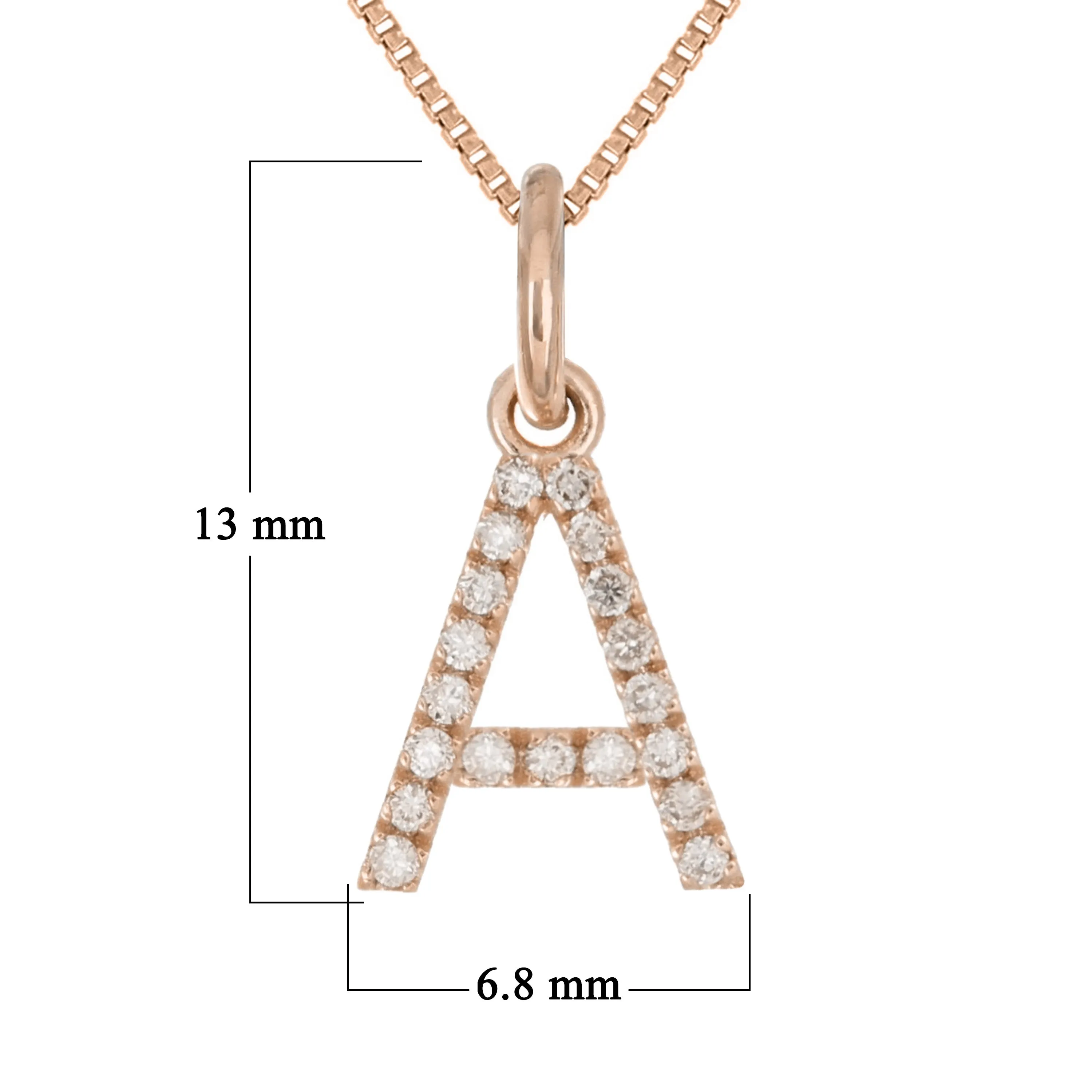 14k Yellow White or Rose Gold Diamond Initial Letter Charm Pendant Necklace 18"