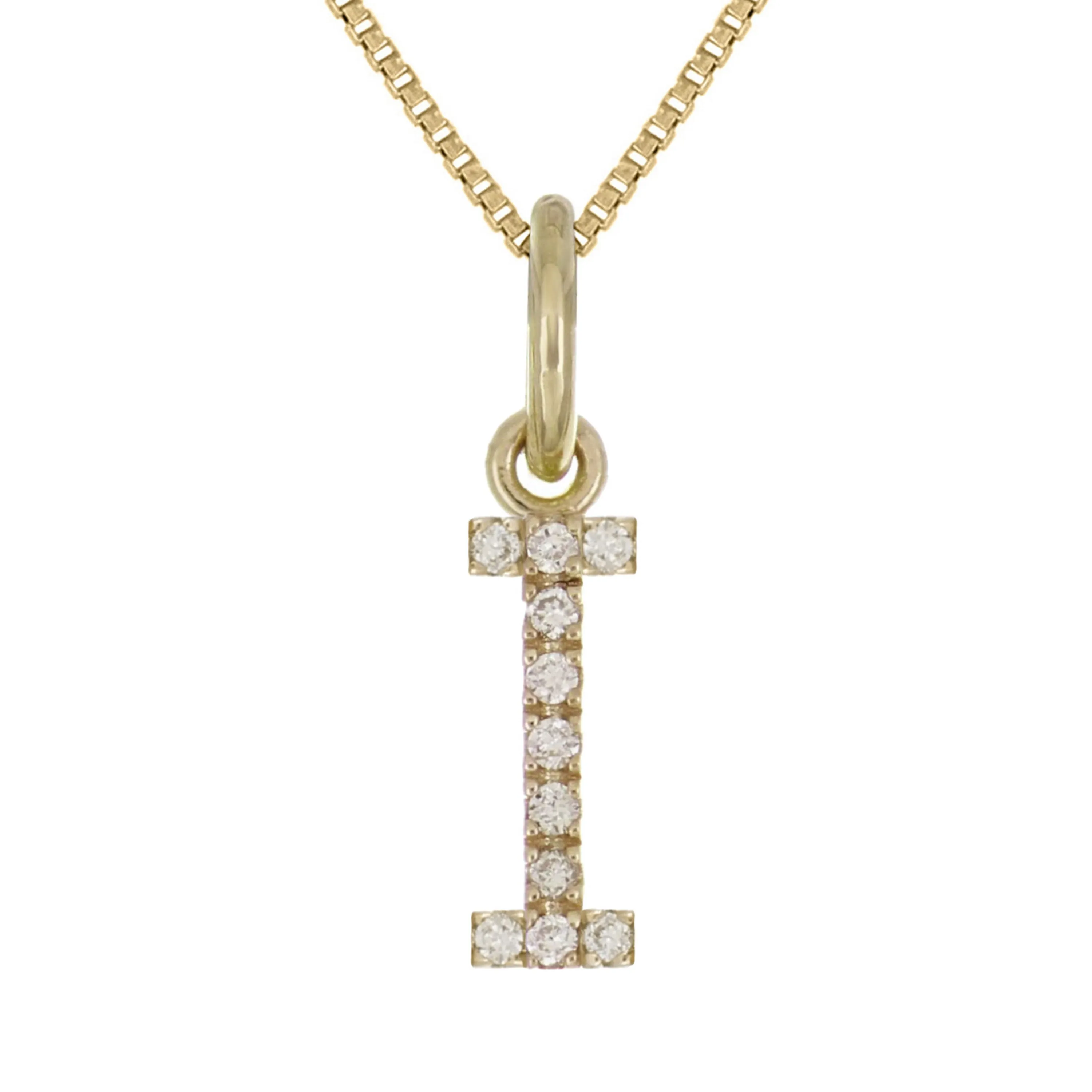 14k Yellow White or Rose Gold Diamond Initial Letter Charm Pendant Necklace 18"