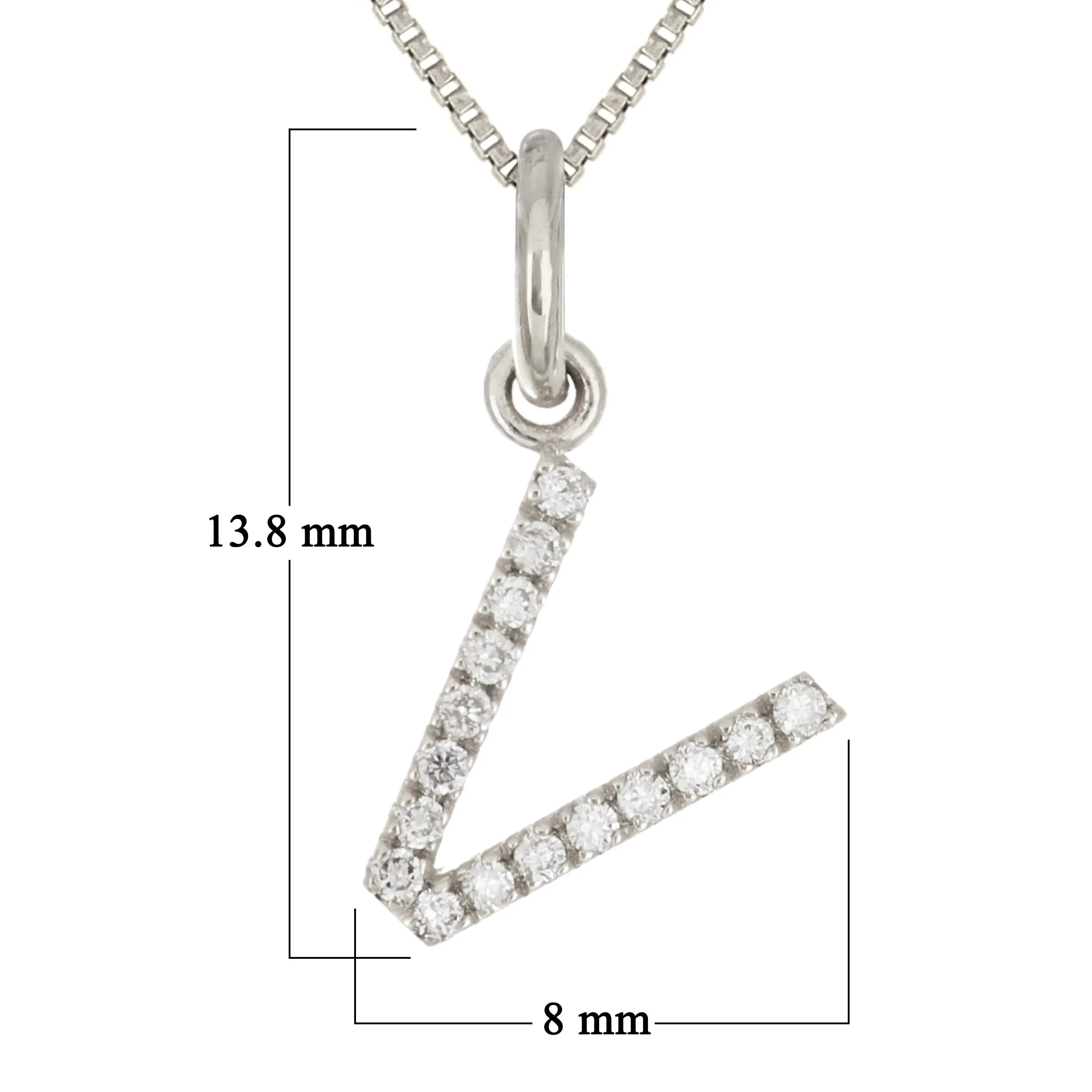 14k Yellow White or Rose Gold Diamond Initial Letter Charm Pendant Necklace 18"