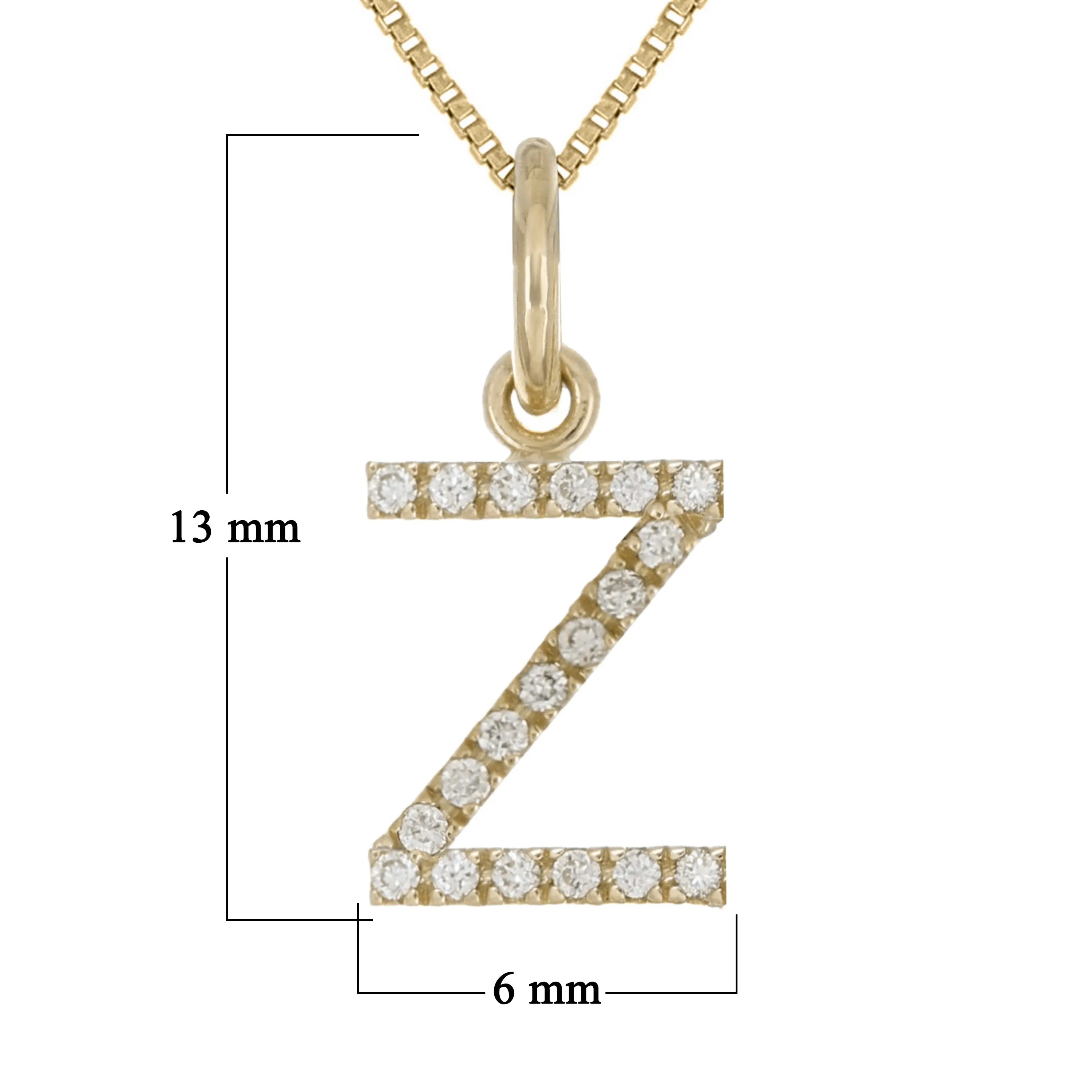 14k Yellow White or Rose Gold Diamond Initial Letter Charm Pendant Necklace 18"