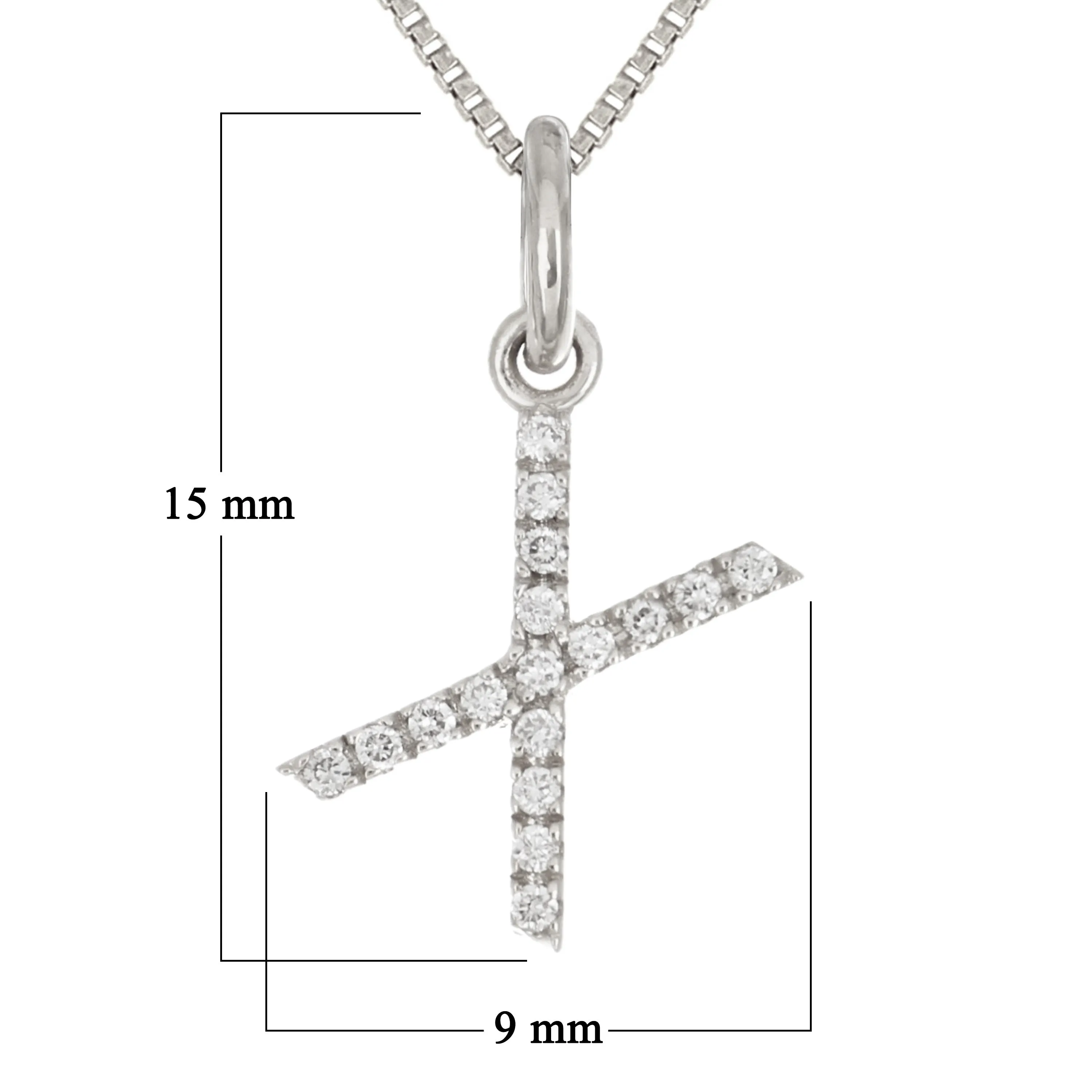 14k Yellow White or Rose Gold Diamond Initial Letter Charm Pendant Necklace 18"
