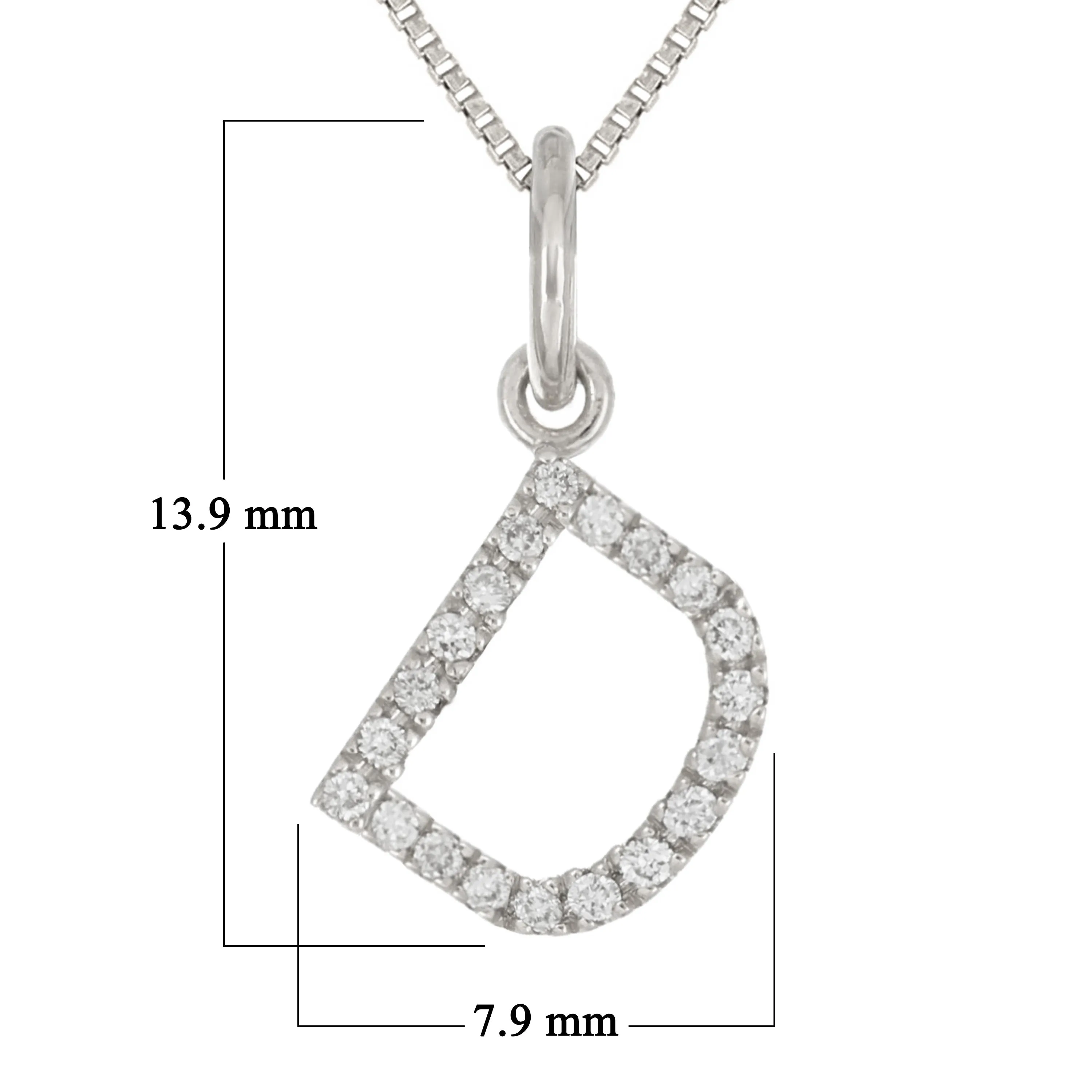 14k Yellow White or Rose Gold Diamond Initial Letter Charm Pendant Necklace 18"