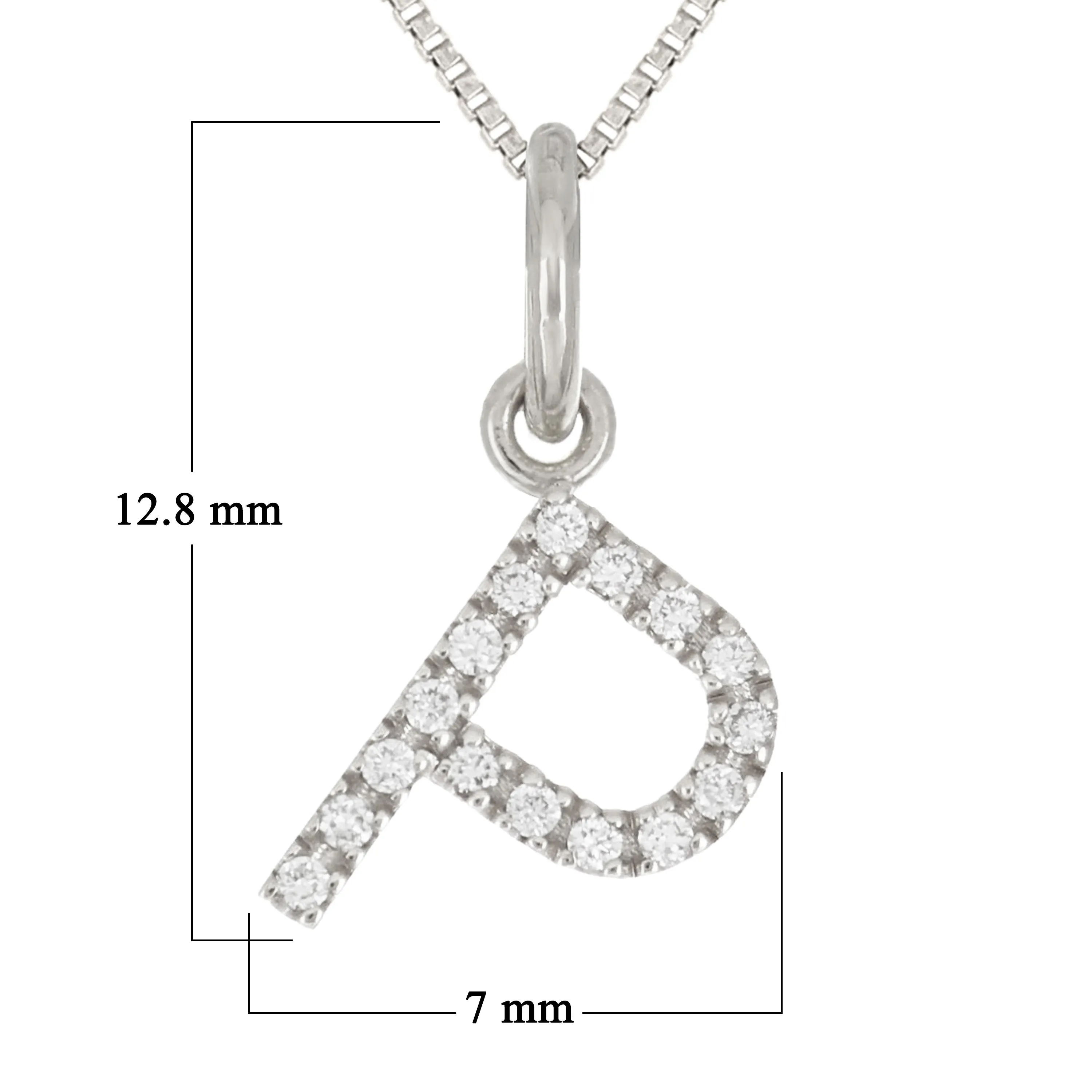 14k Yellow White or Rose Gold Diamond Initial Letter Charm Pendant Necklace 18"