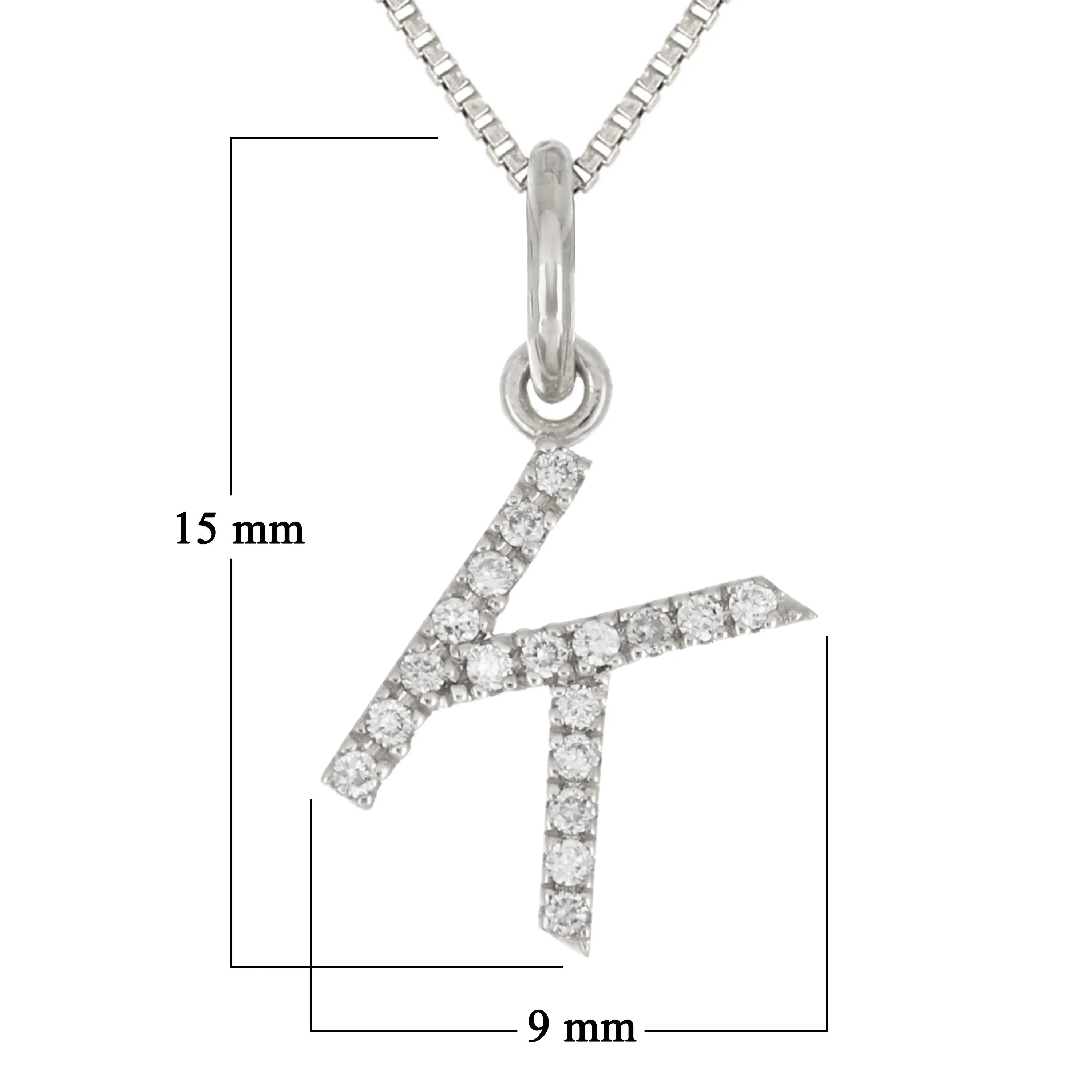 14k Yellow White or Rose Gold Diamond Initial Letter Charm Pendant Necklace 18"