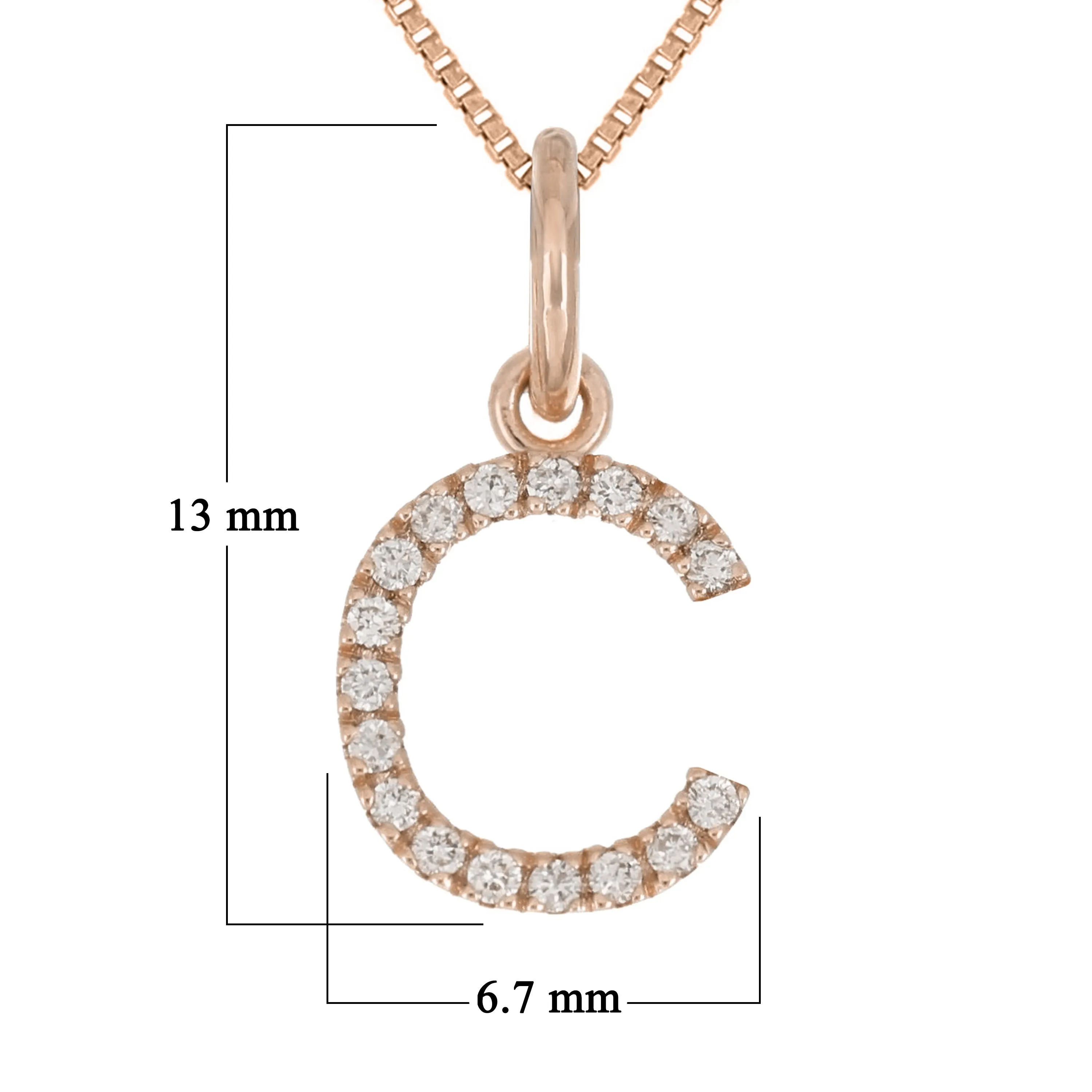 14k Yellow White or Rose Gold Diamond Initial Letter Charm Pendant Necklace 18"