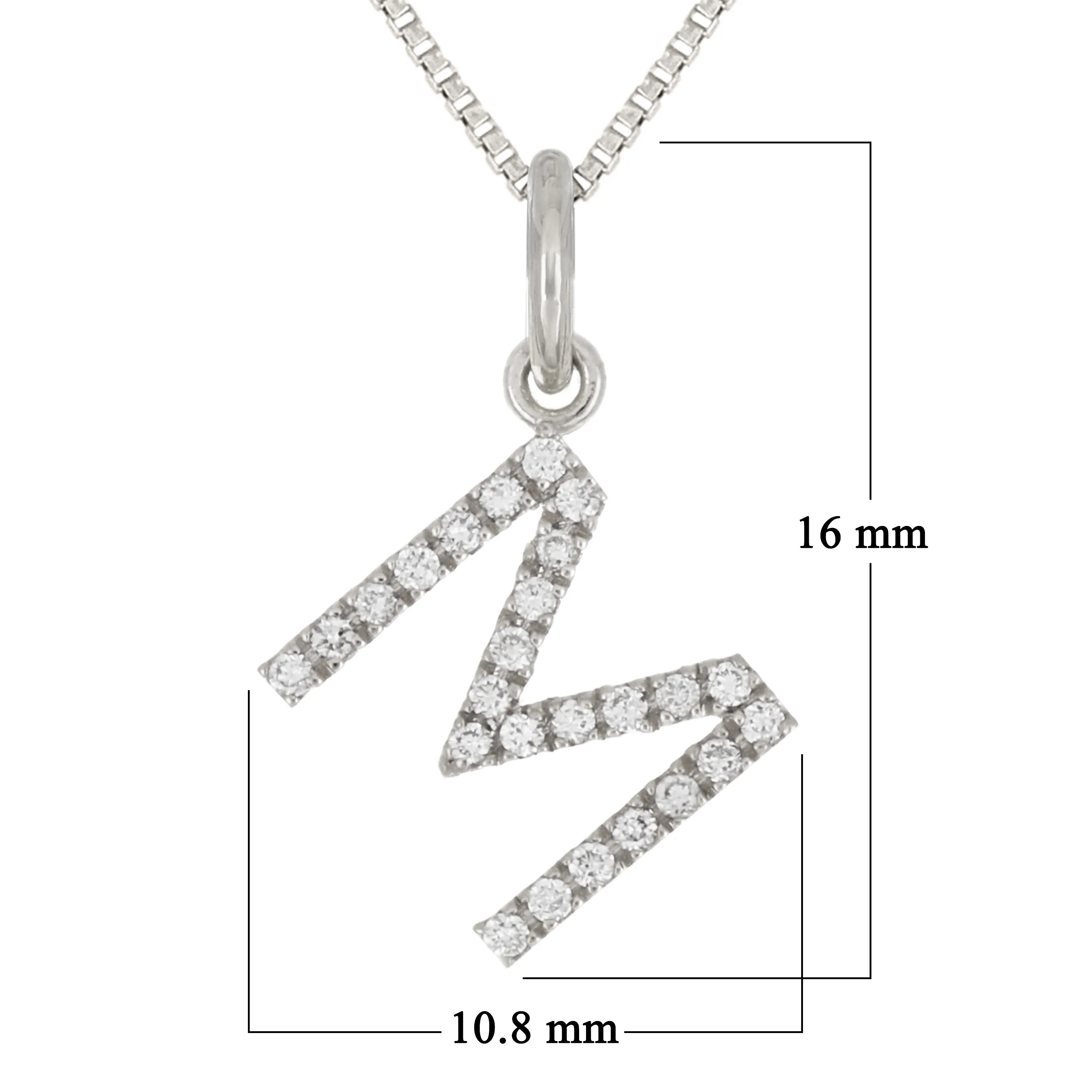 14k Yellow White or Rose Gold Diamond Initial Letter Charm Pendant Necklace 18"