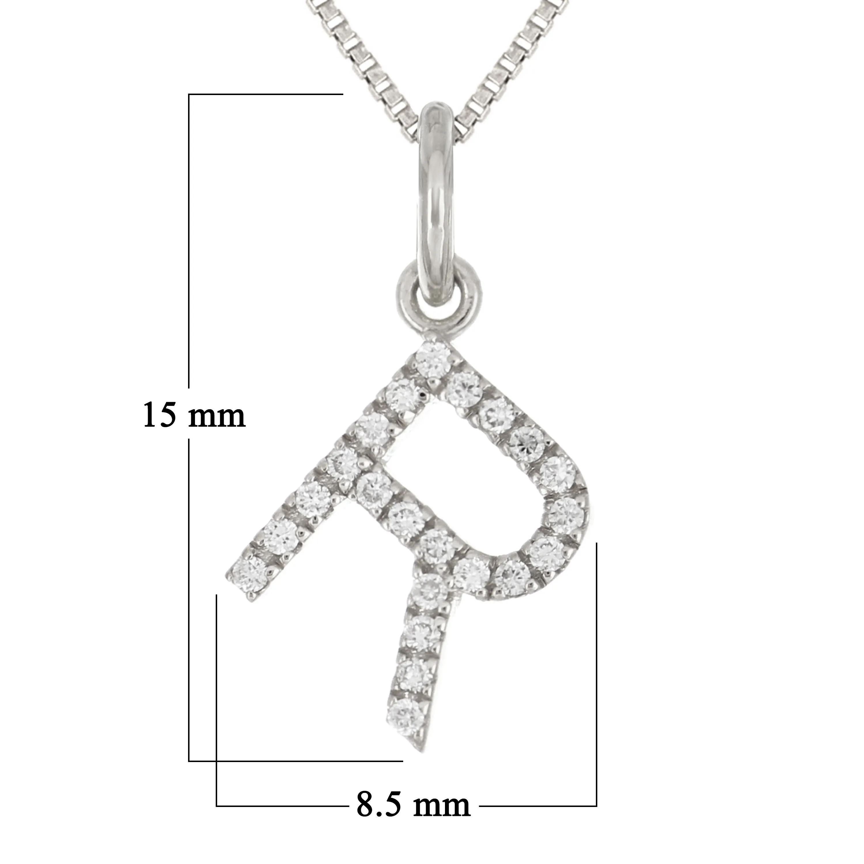 14k Yellow White or Rose Gold Diamond Initial Letter Charm Pendant Necklace 18"
