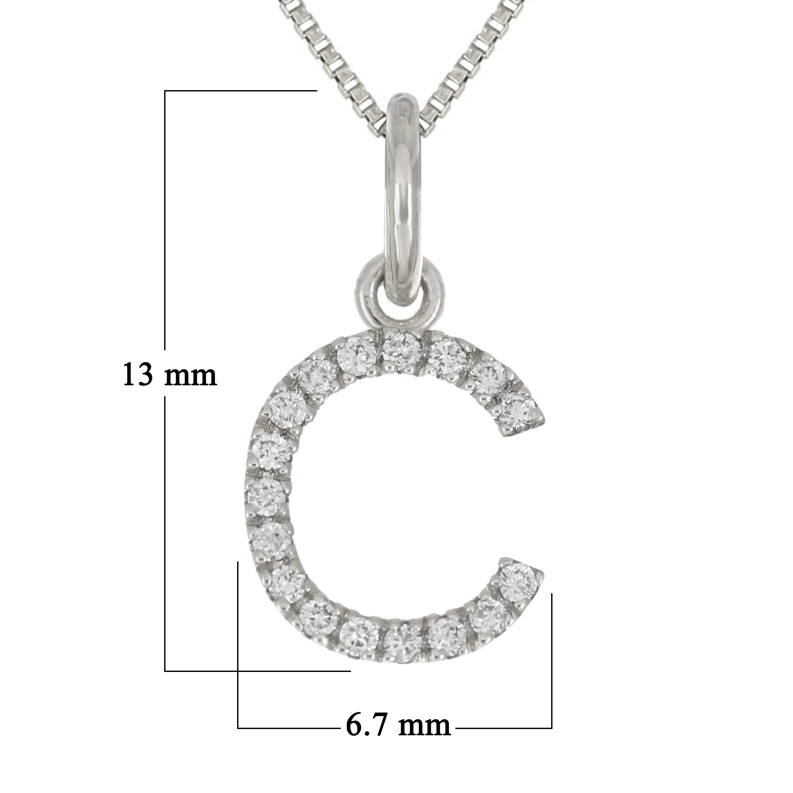 14k Yellow White or Rose Gold Diamond Initial Letter Charm Pendant Necklace 18"