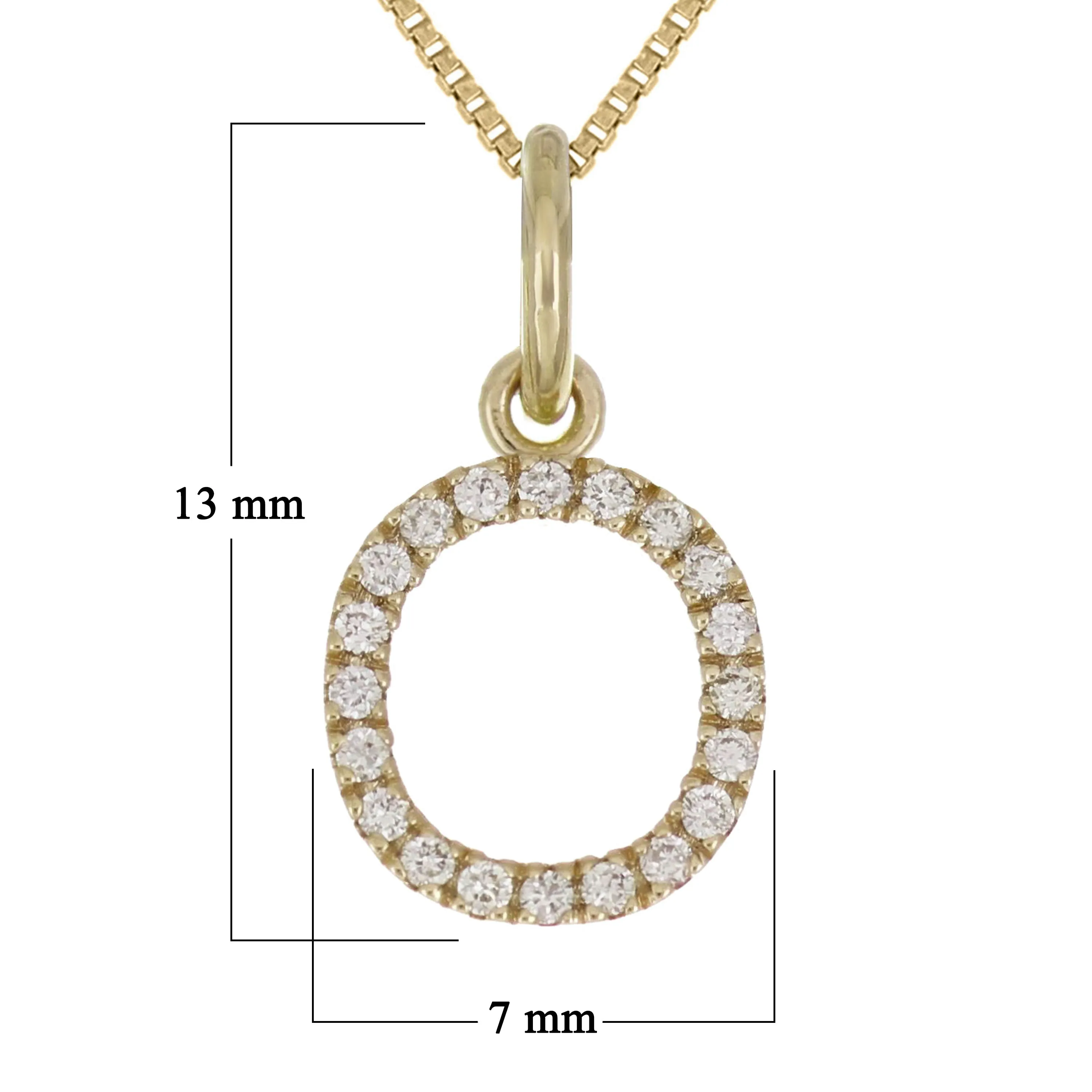 14k Yellow White or Rose Gold Diamond Initial Letter Charm Pendant Necklace 18"