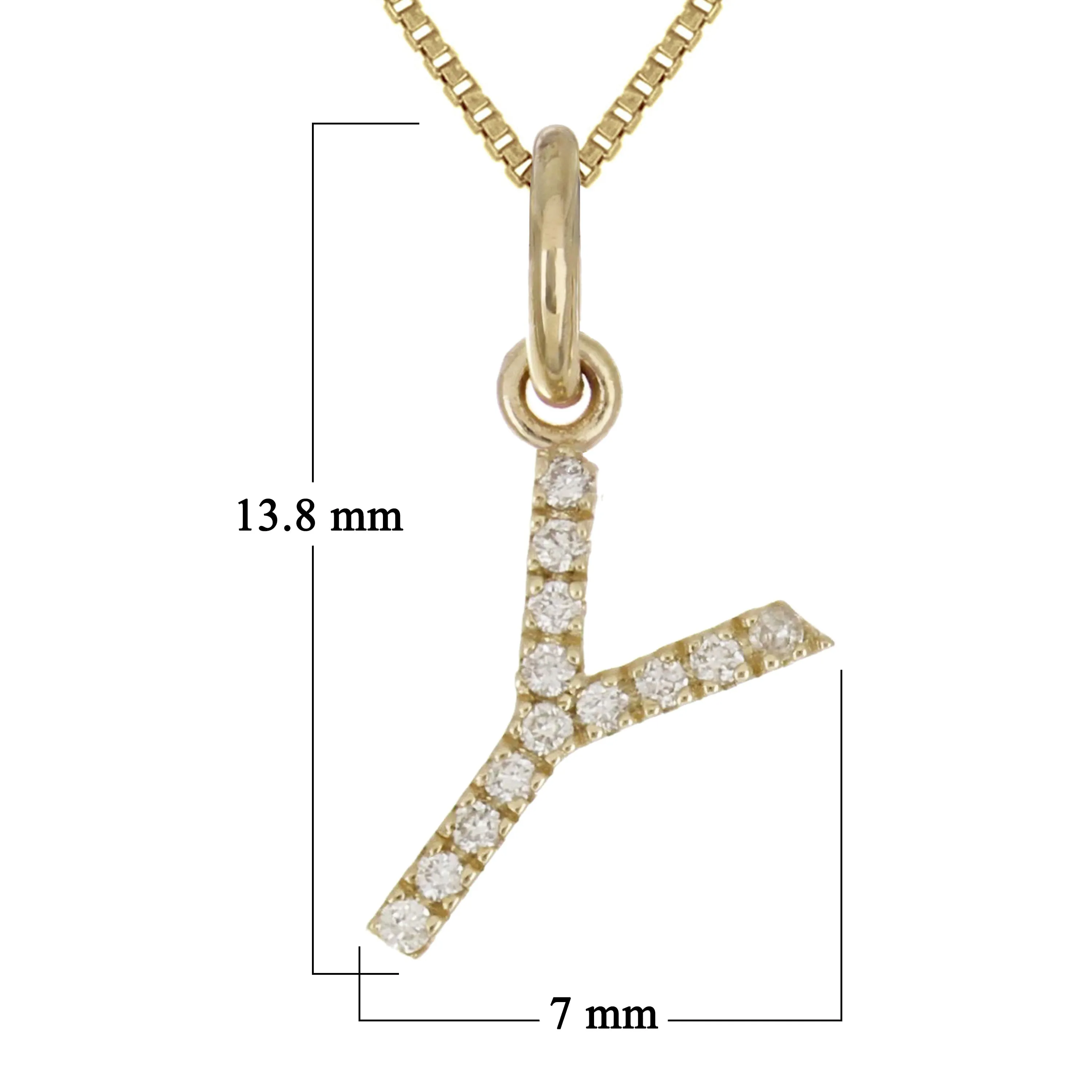 14k Yellow White or Rose Gold Diamond Initial Letter Charm Pendant Necklace 18"