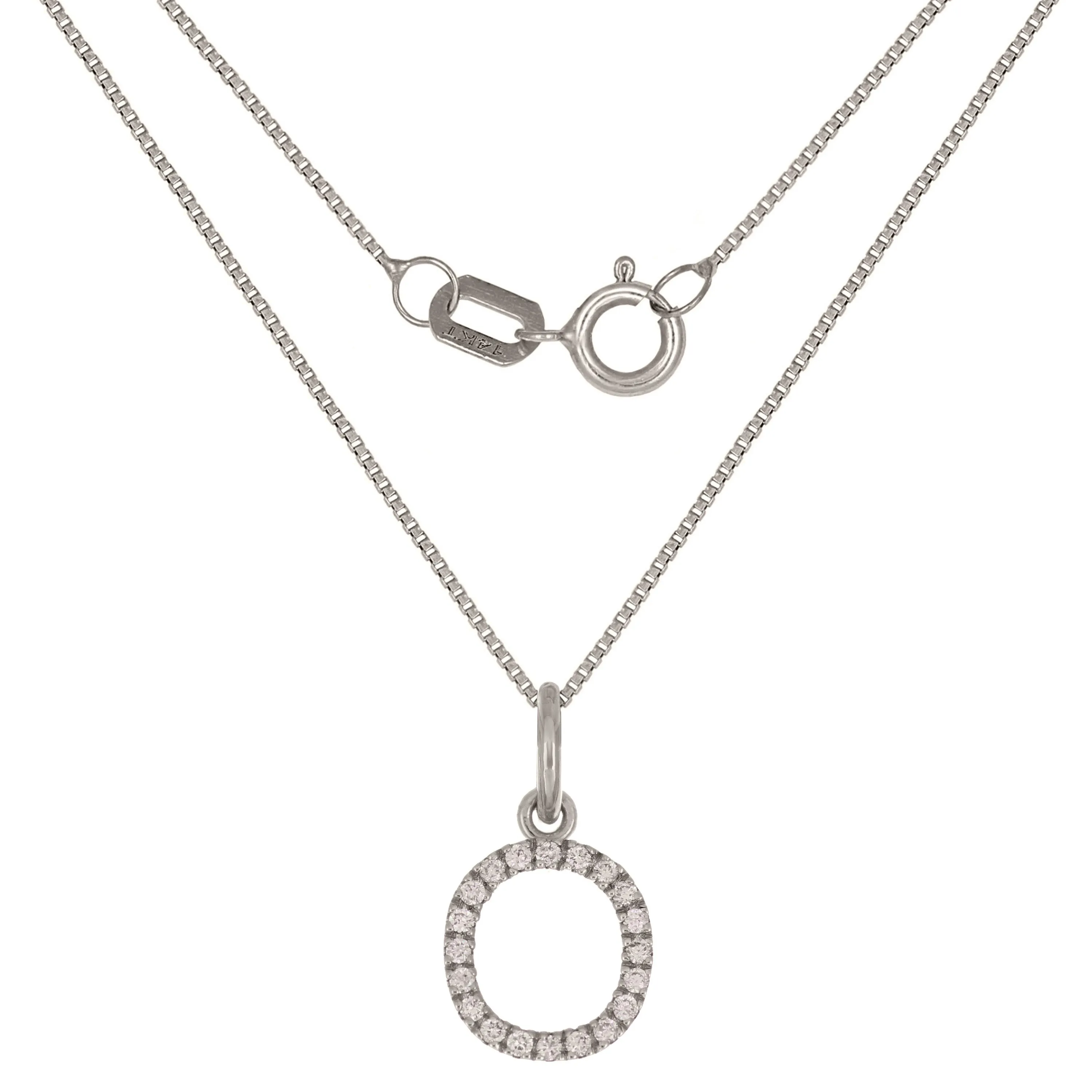 14k Yellow White or Rose Gold Diamond Initial Letter Charm Pendant Necklace 18"