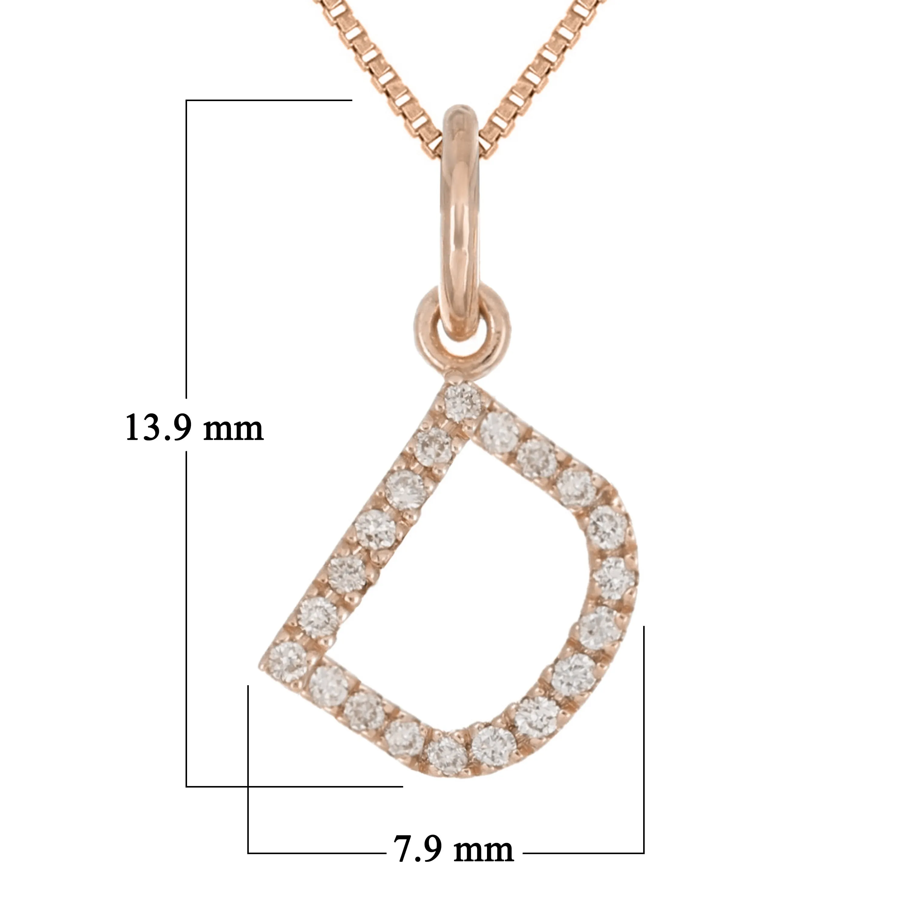 14k Yellow White or Rose Gold Diamond Initial Letter Charm Pendant Necklace 18"