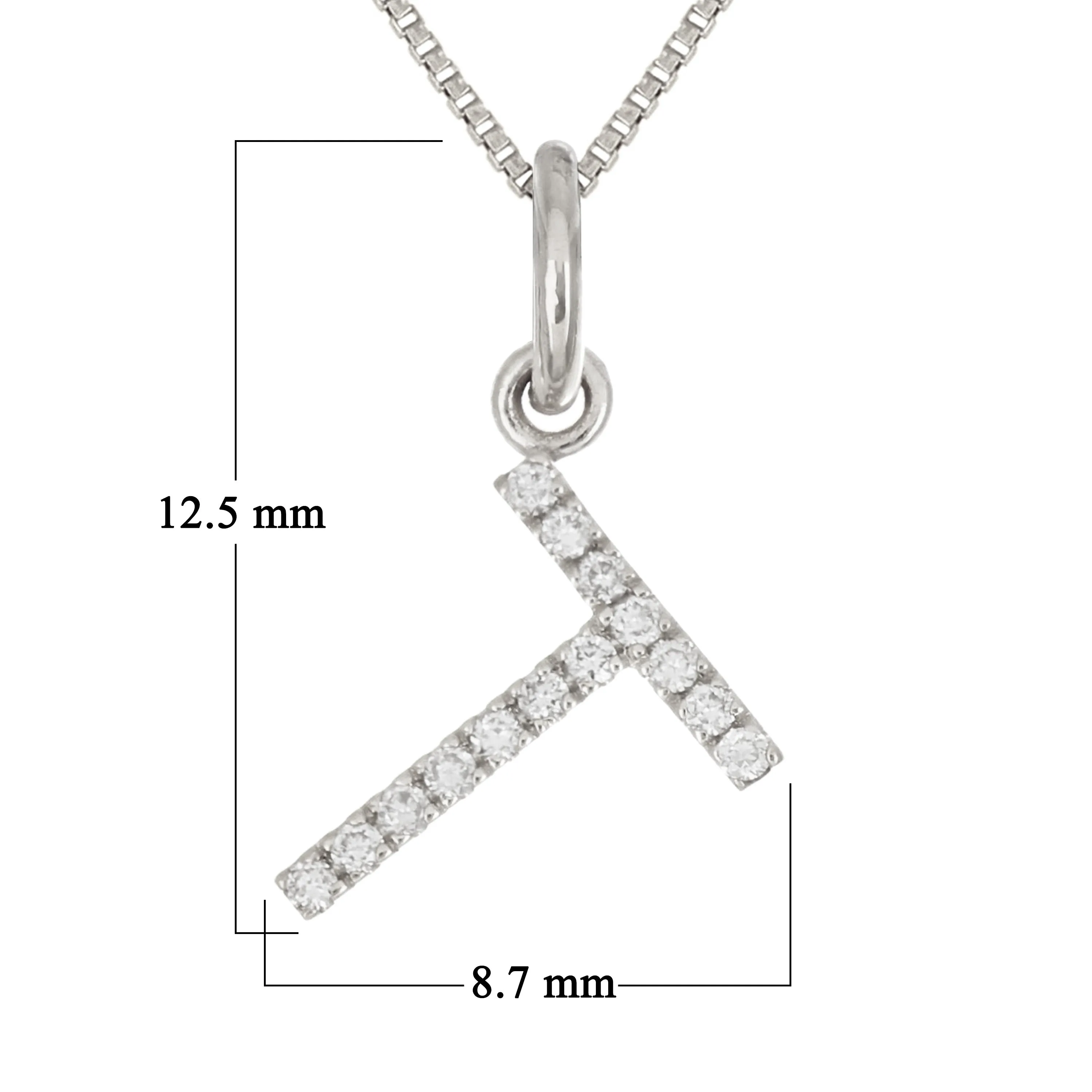 14k Yellow White or Rose Gold Diamond Initial Letter Charm Pendant Necklace 18"