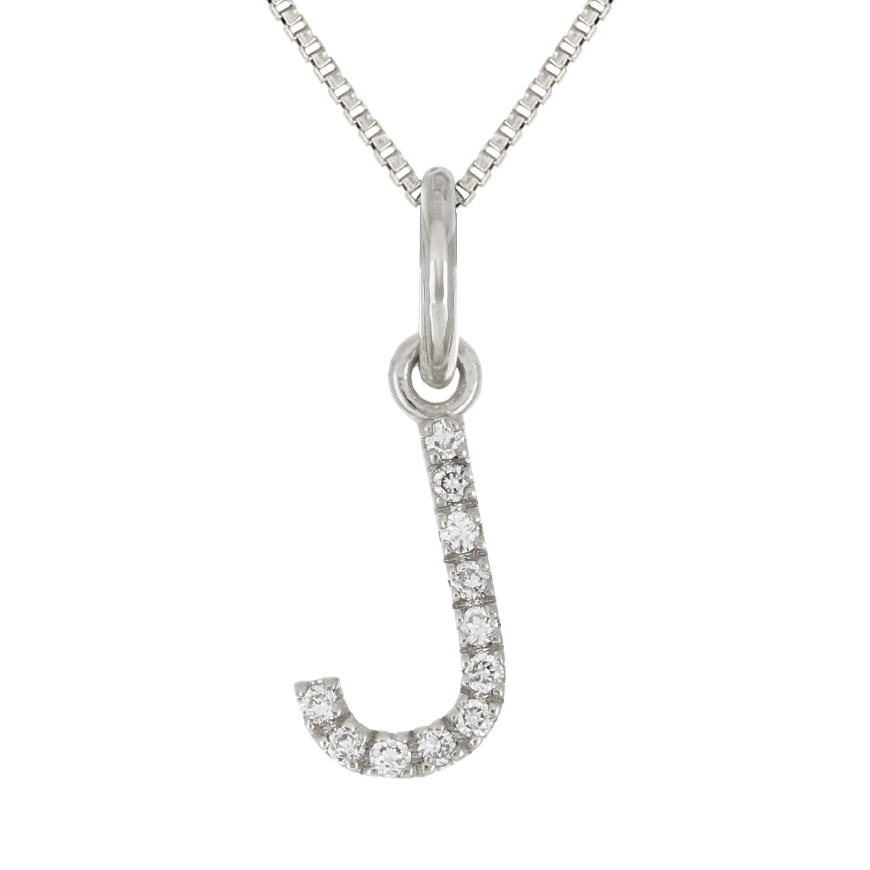 14k Yellow White or Rose Gold Diamond Initial Letter Charm Pendant Necklace 18"