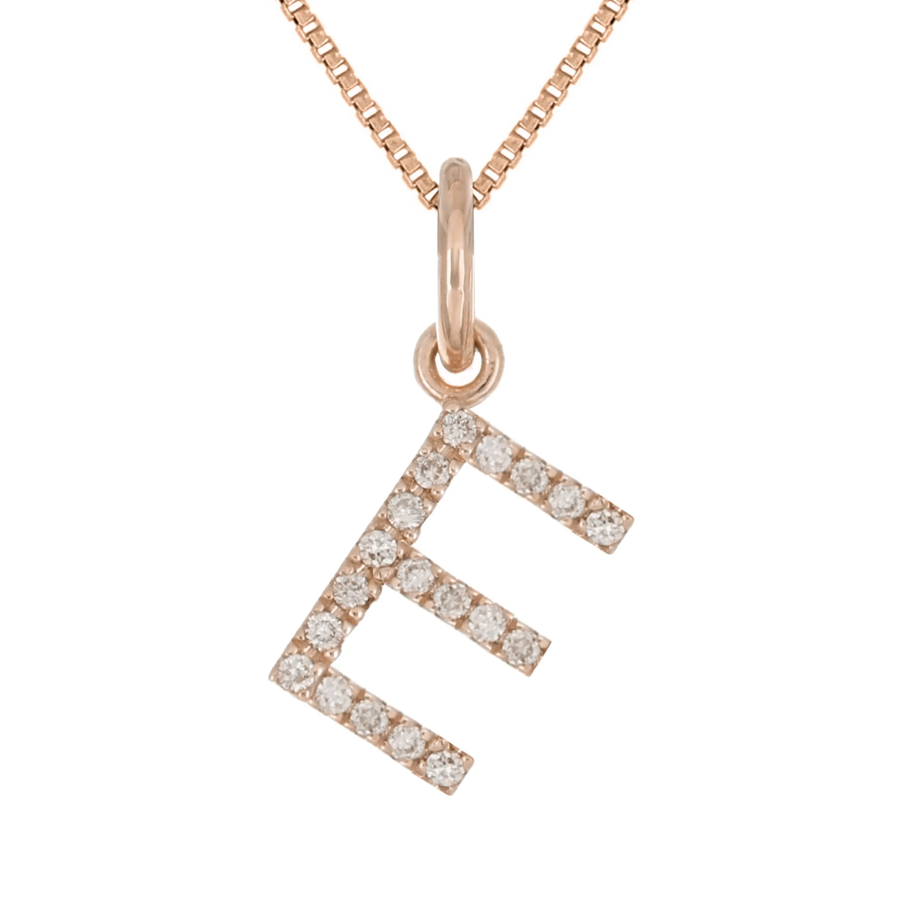 14k Yellow White or Rose Gold Diamond Initial Letter Charm Pendant Necklace 18"