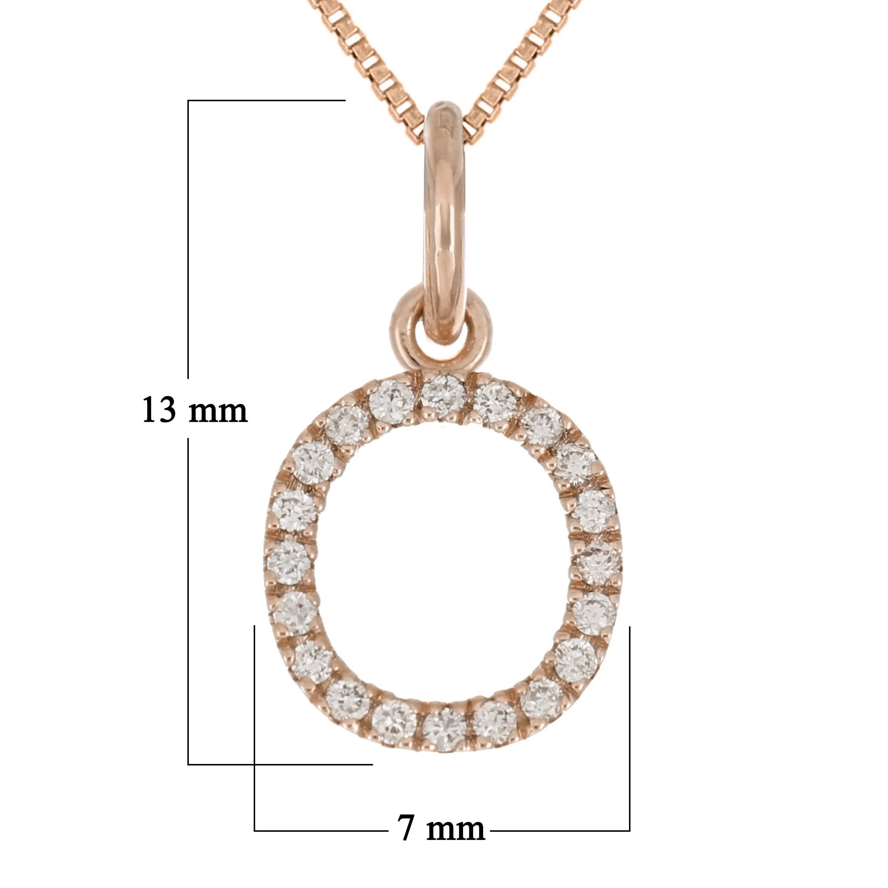 14k Yellow White or Rose Gold Diamond Initial Letter Charm Pendant Necklace 18"