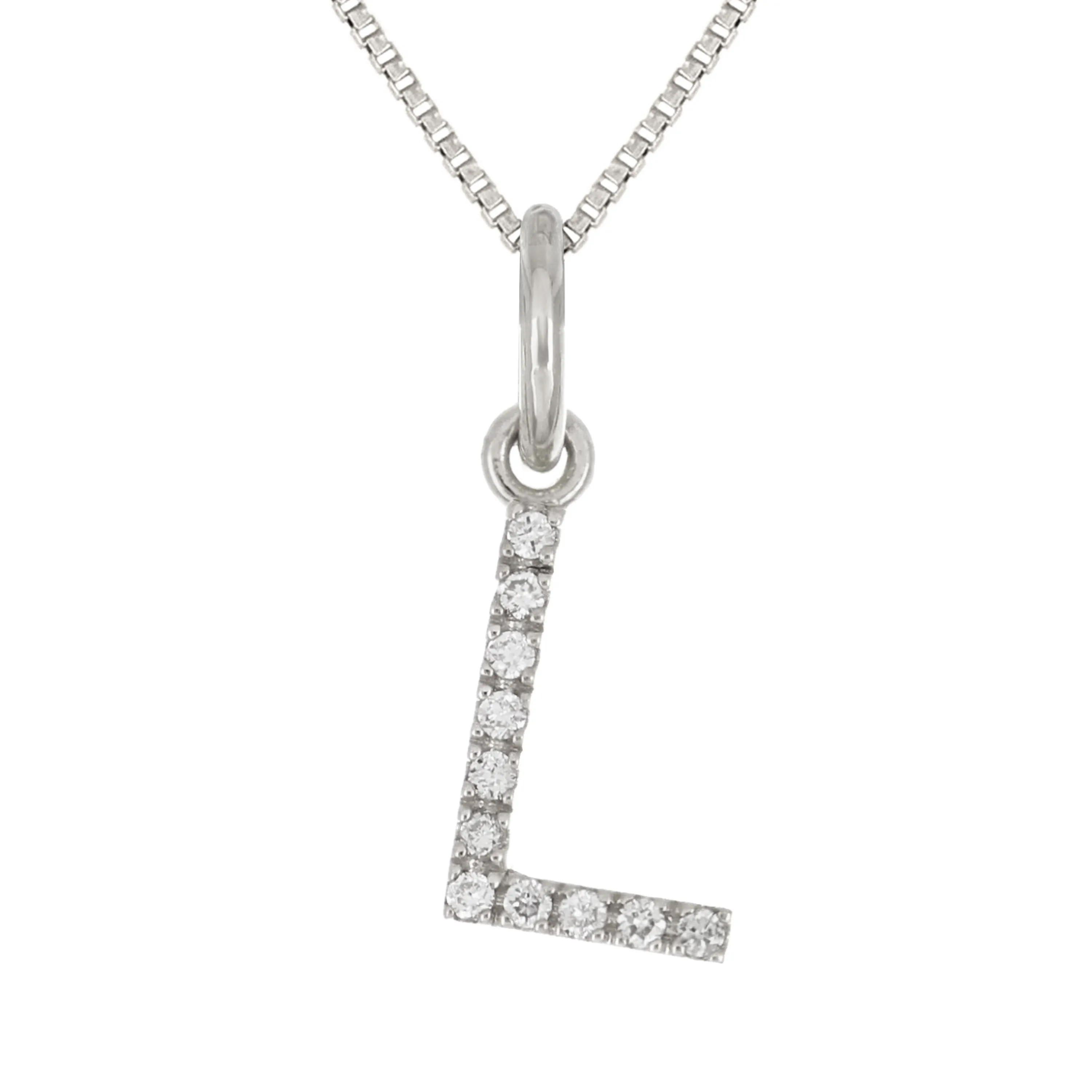 14k Yellow White or Rose Gold Diamond Initial Letter Charm Pendant Necklace 18"