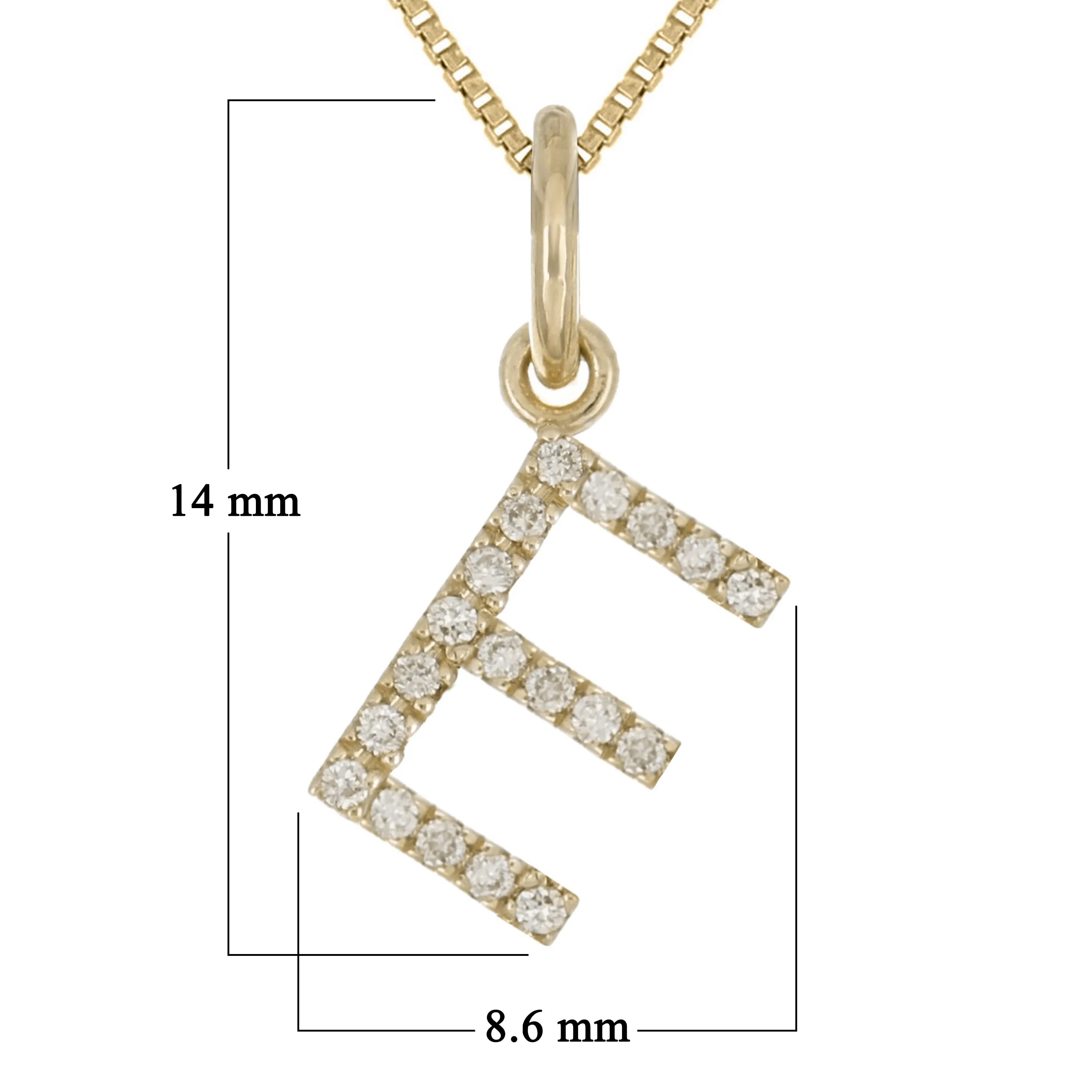 14k Yellow White or Rose Gold Diamond Initial Letter Charm Pendant Necklace 18"
