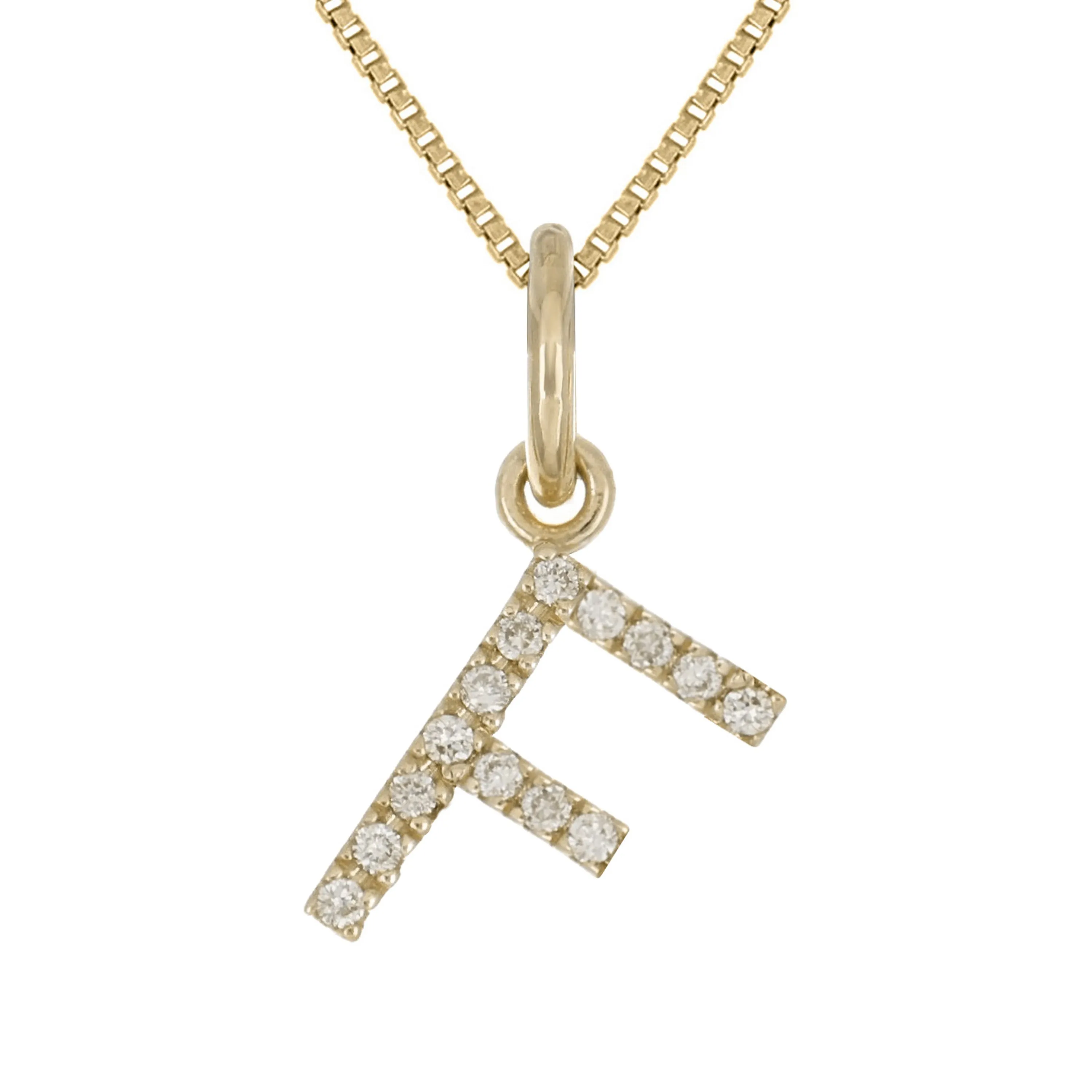 14k Yellow White or Rose Gold Diamond Initial Letter Charm Pendant Necklace 18"