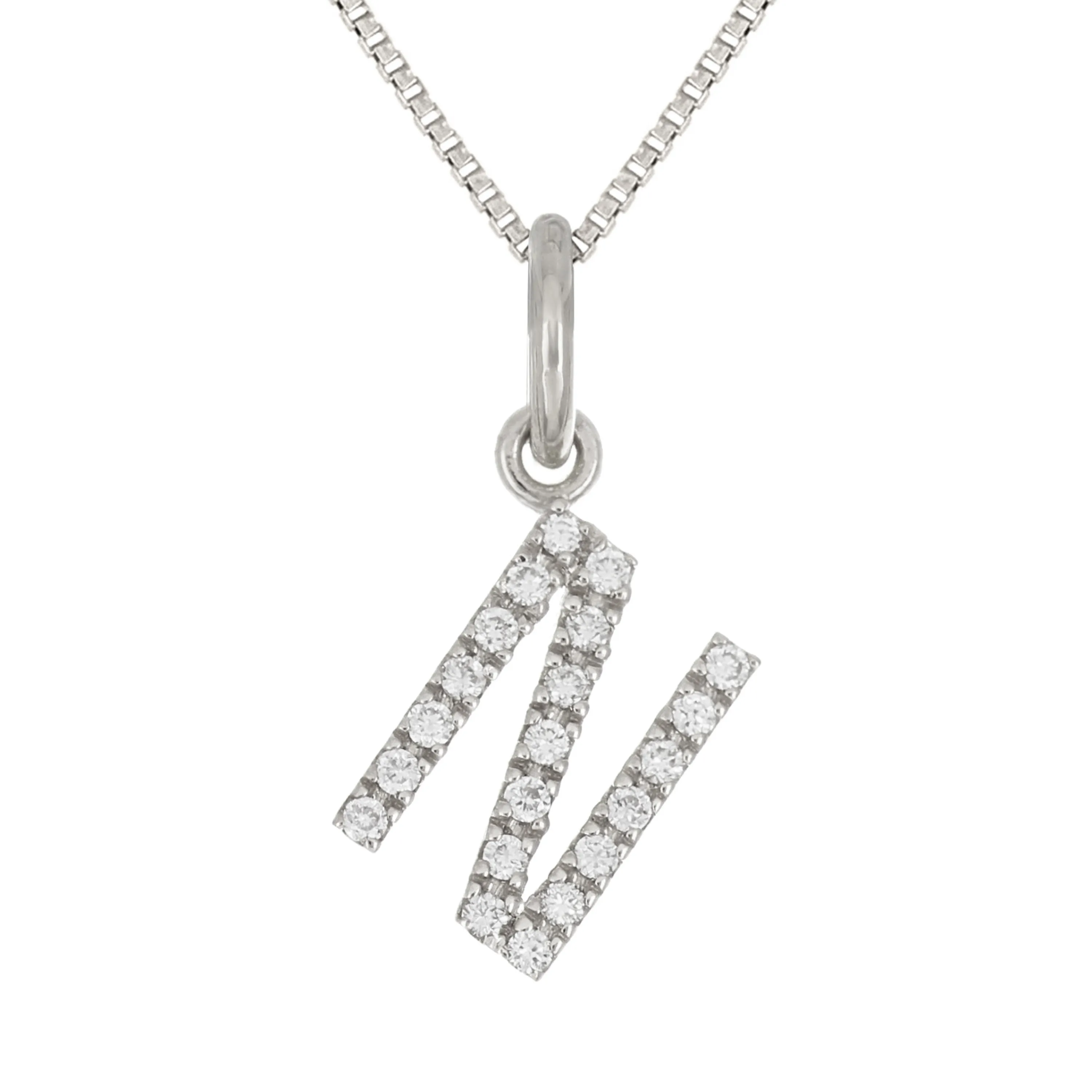 14k Yellow White or Rose Gold Diamond Initial Letter Charm Pendant Necklace 18"