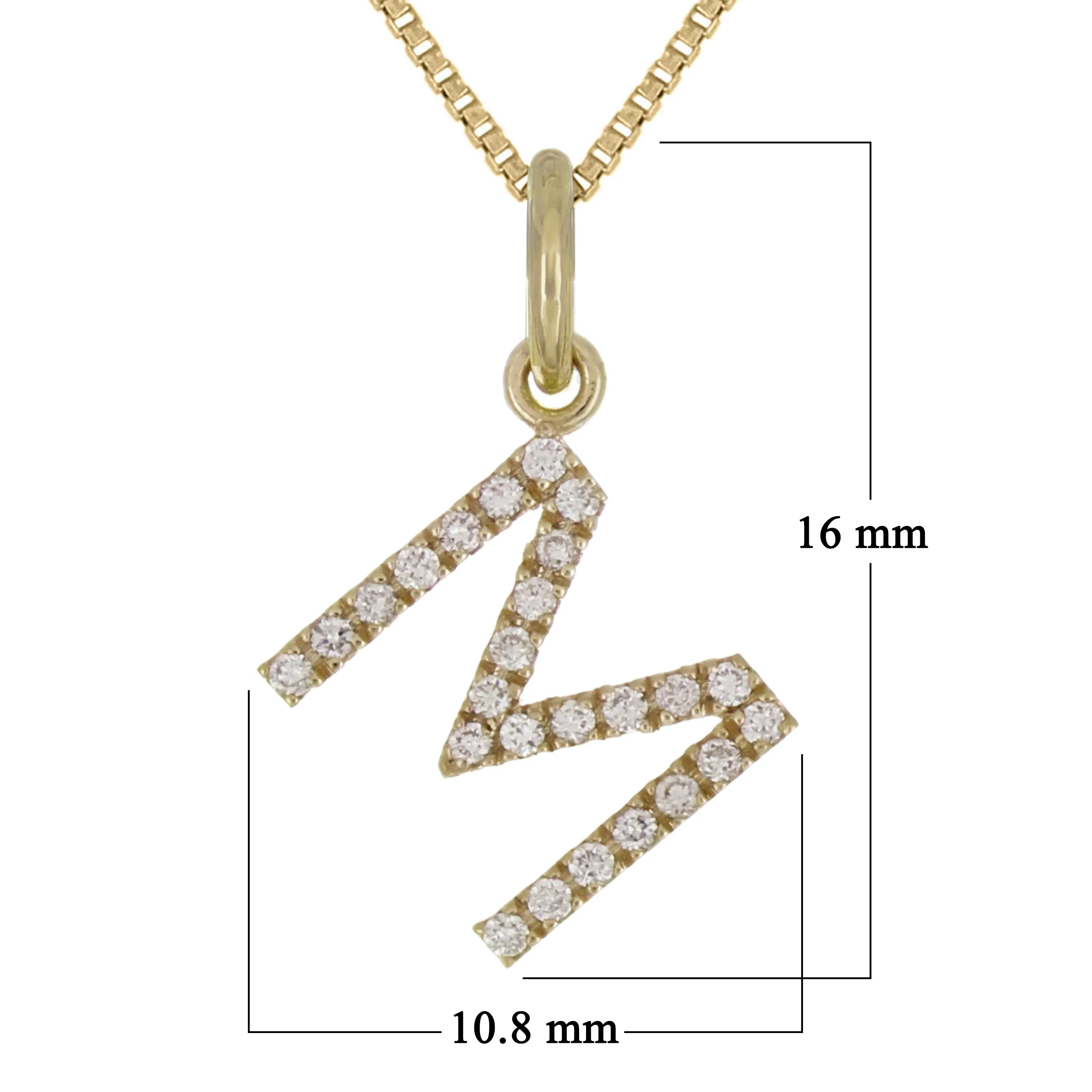 14k Yellow White or Rose Gold Diamond Initial Letter Charm Pendant Necklace 18"