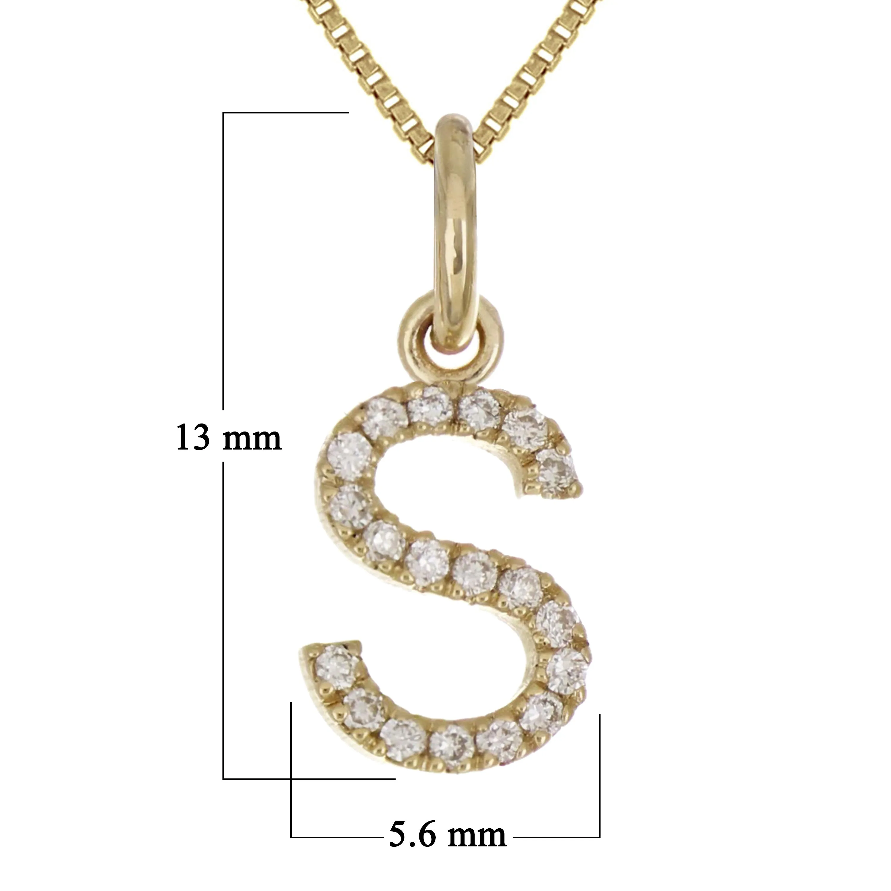 14k Yellow White or Rose Gold Diamond Initial Letter Charm Pendant Necklace 18"