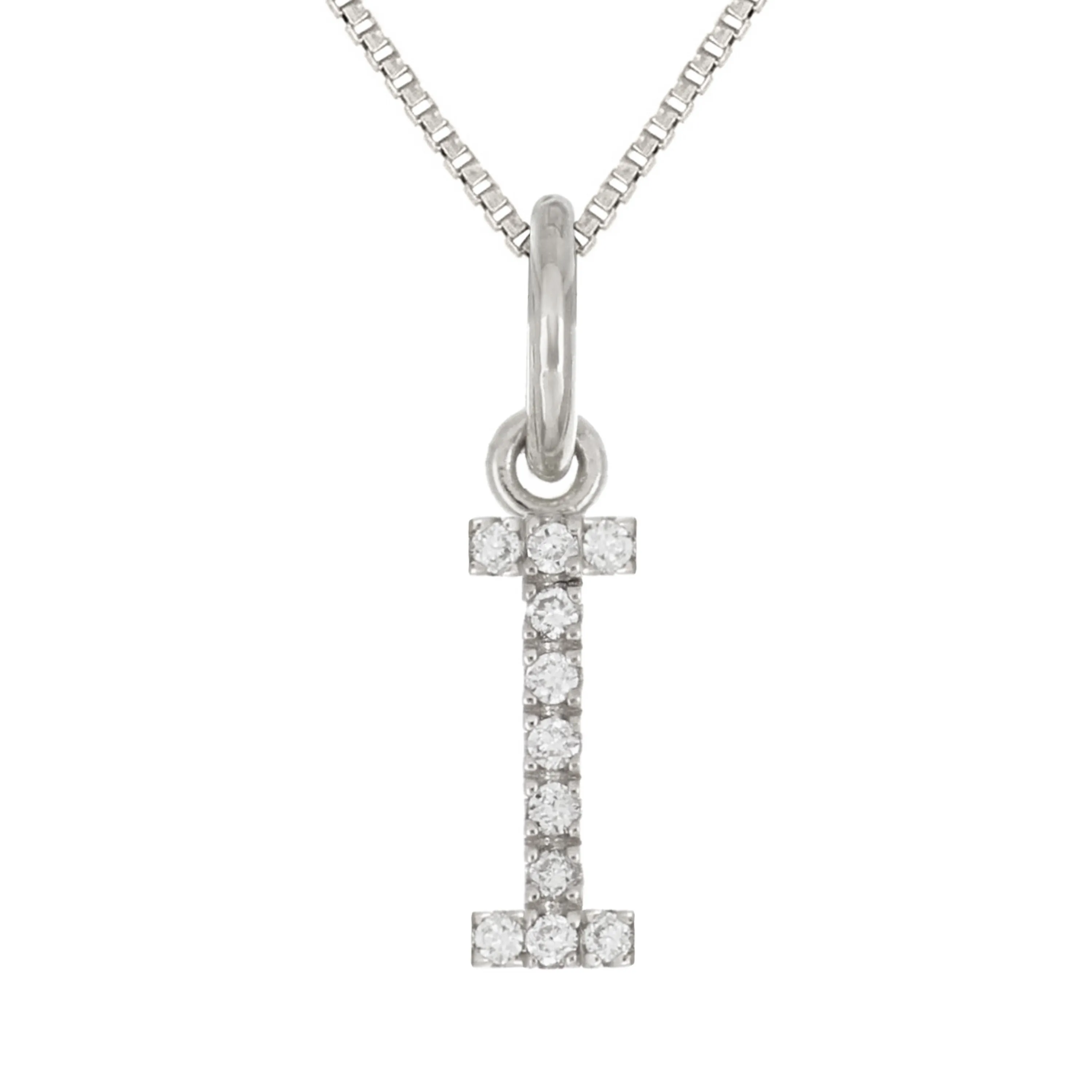 14k Yellow White or Rose Gold Diamond Initial Letter Charm Pendant Necklace 18"