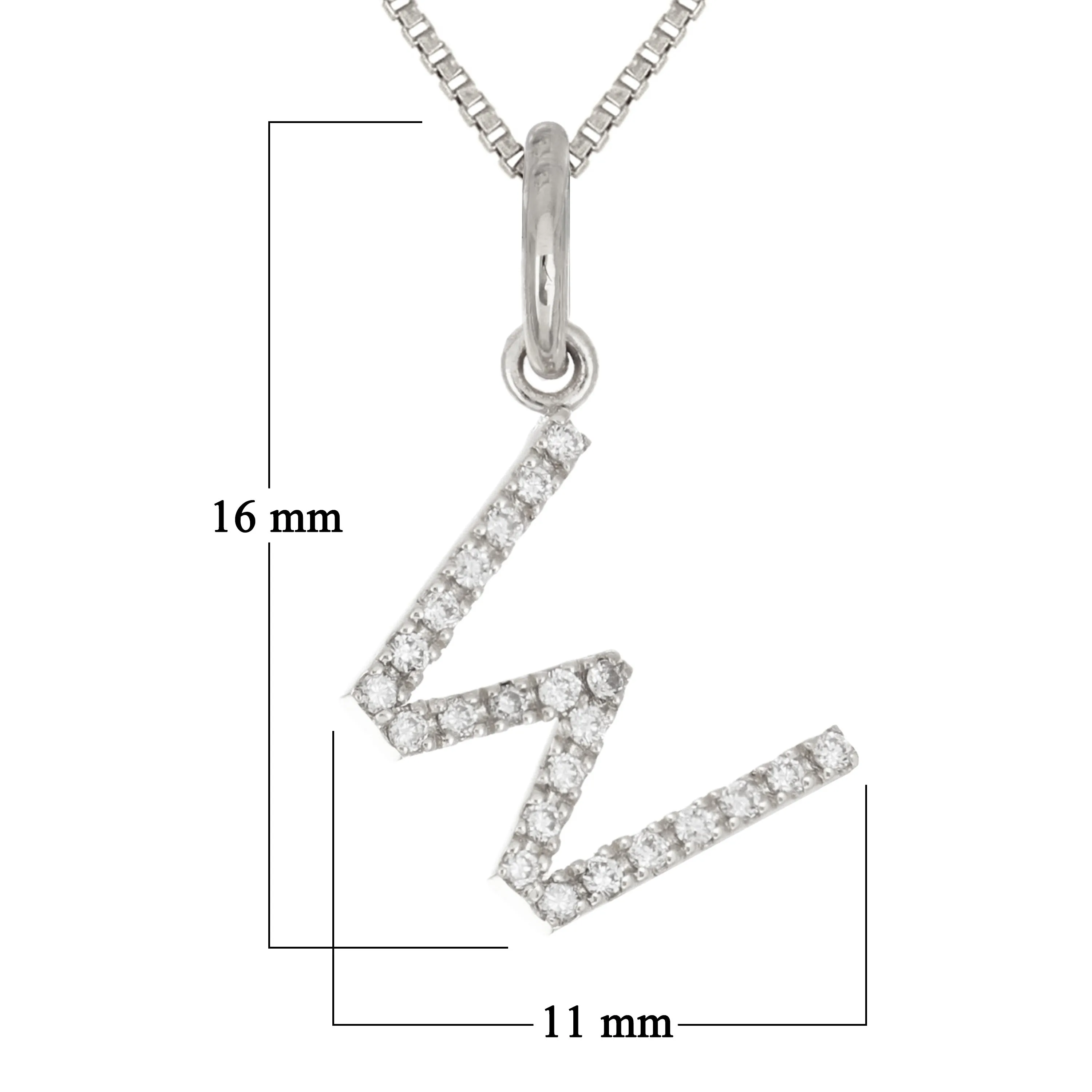 14k Yellow White or Rose Gold Diamond Initial Letter Charm Pendant Necklace 18"