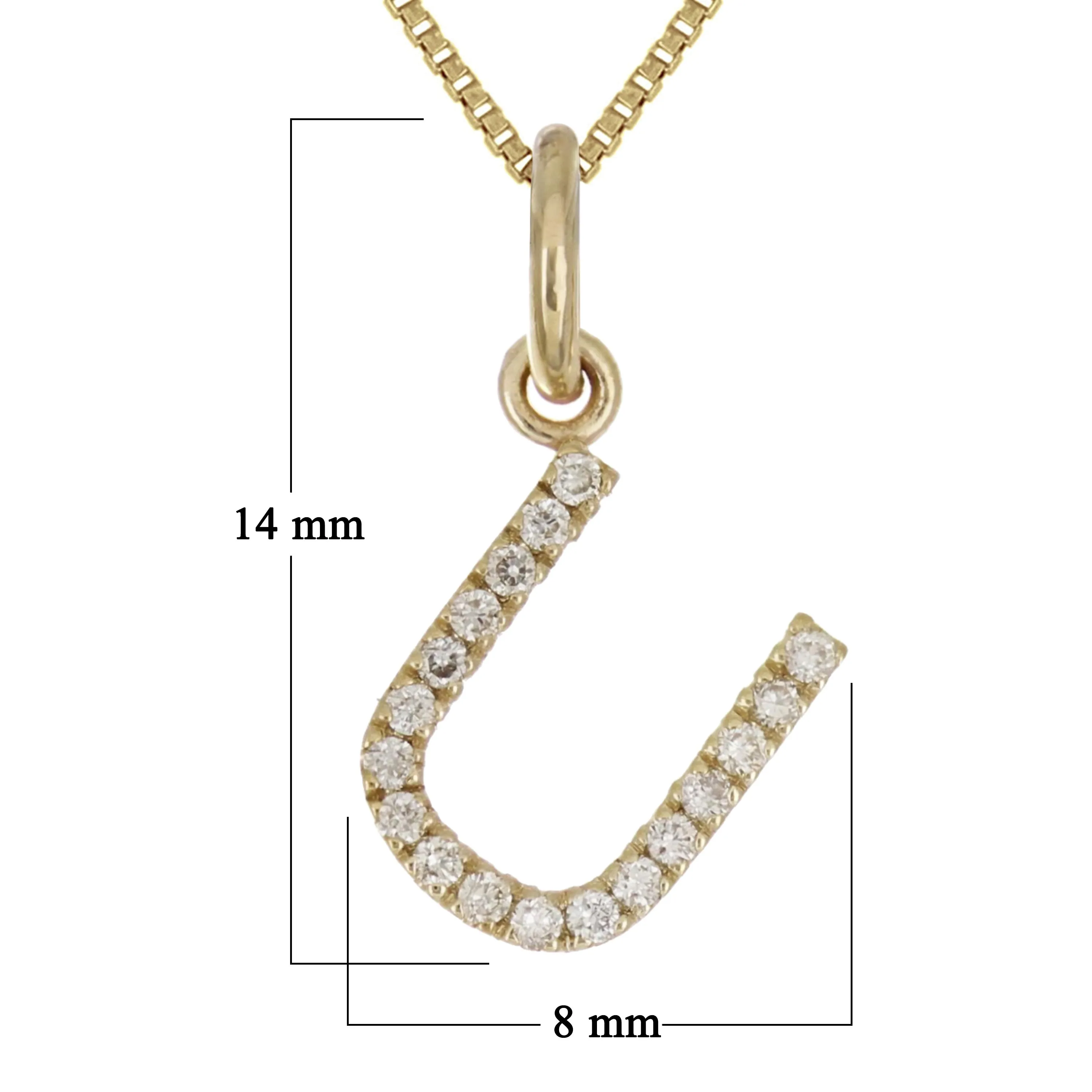 14k Yellow White or Rose Gold Diamond Initial Letter Charm Pendant Necklace 18"
