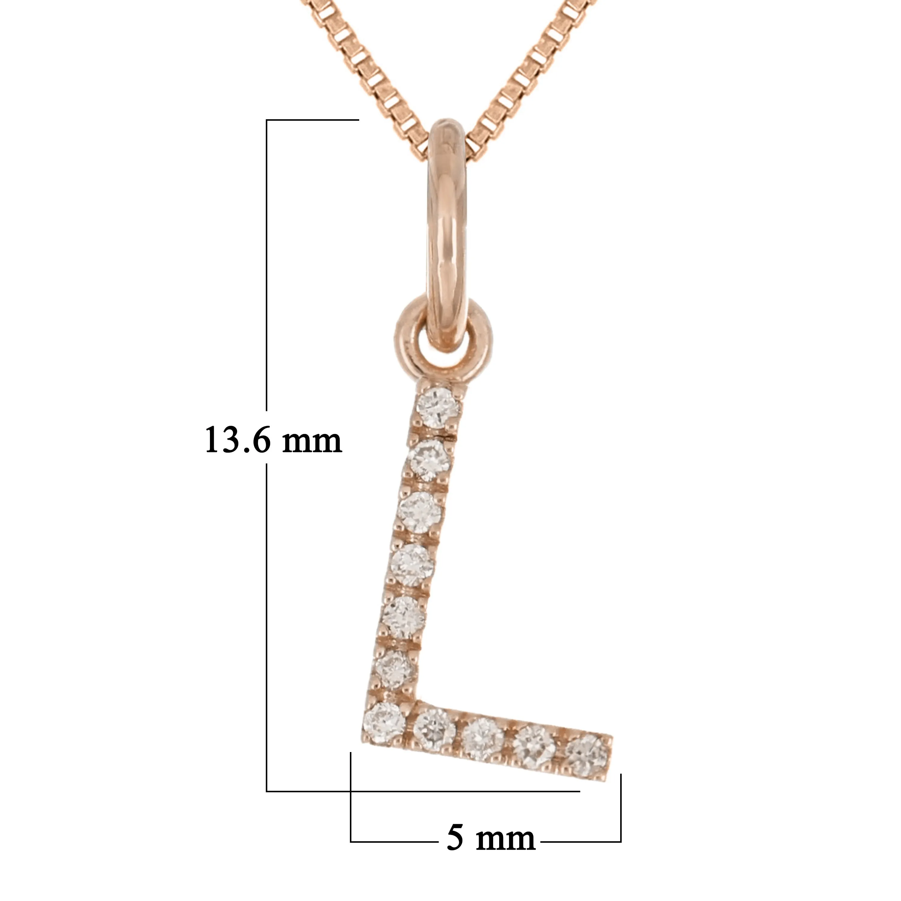 14k Yellow White or Rose Gold Diamond Initial Letter Charm Pendant Necklace 18"