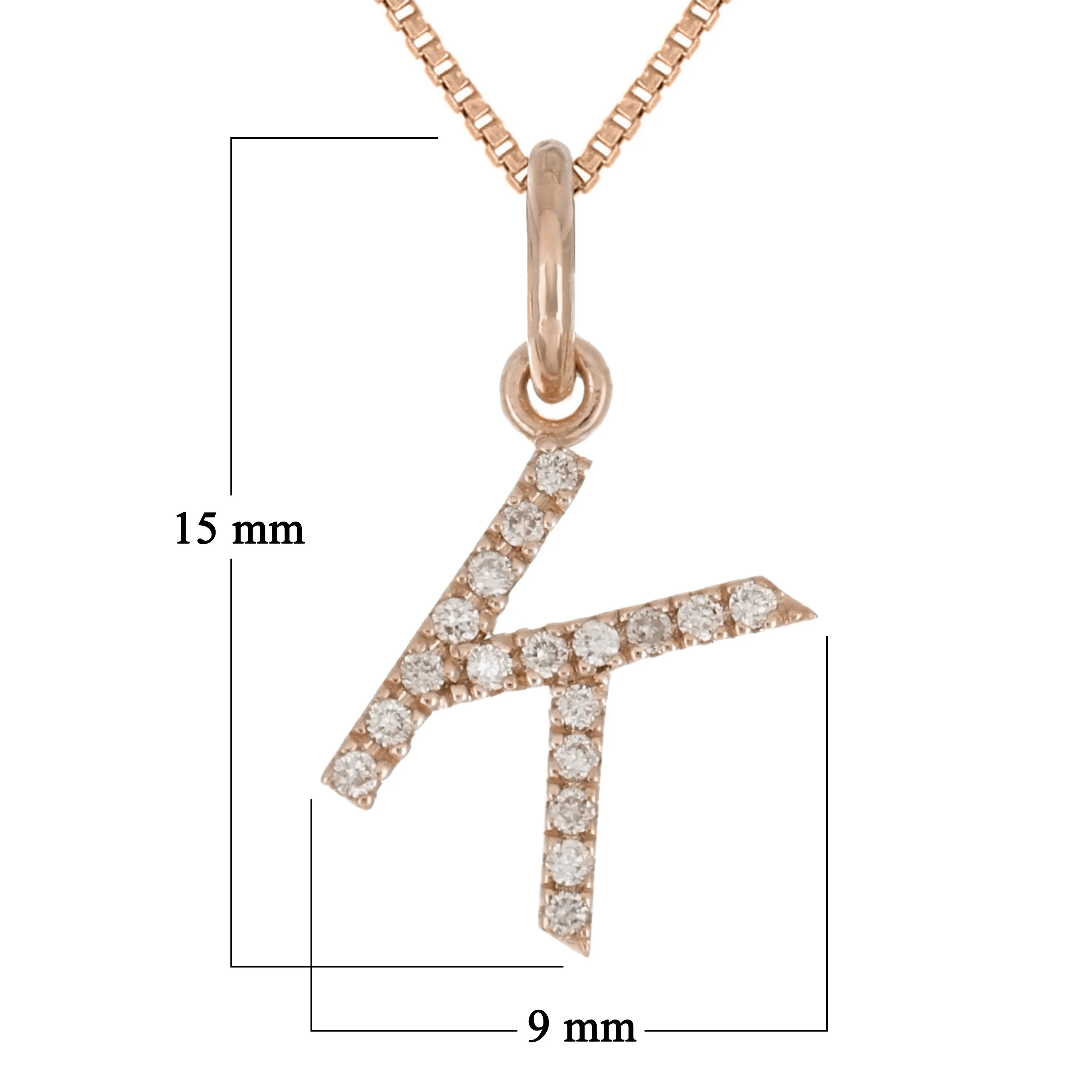 14k Yellow White or Rose Gold Diamond Initial Letter Charm Pendant Necklace 18"