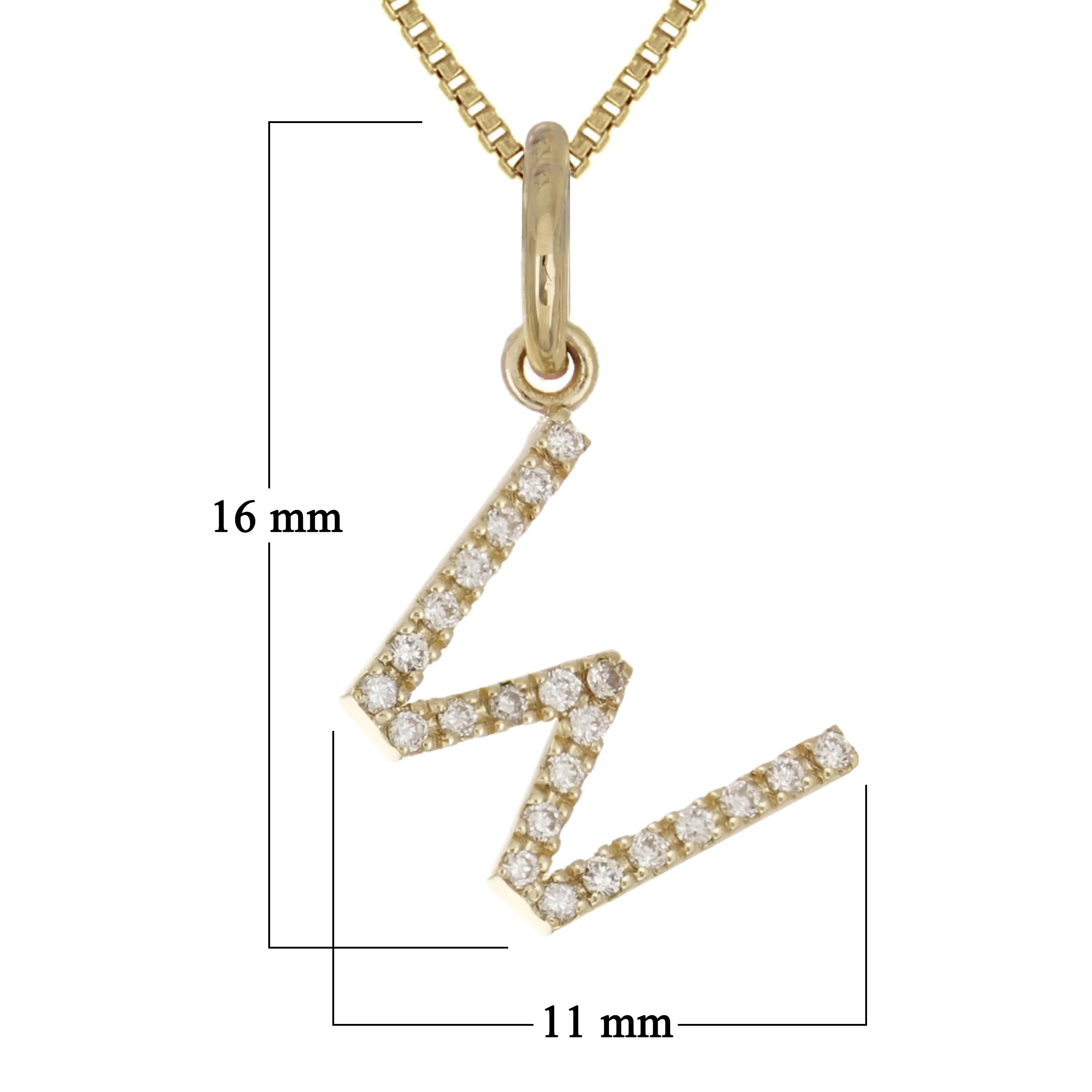 14k Yellow White or Rose Gold Diamond Initial Letter Charm Pendant Necklace 18"