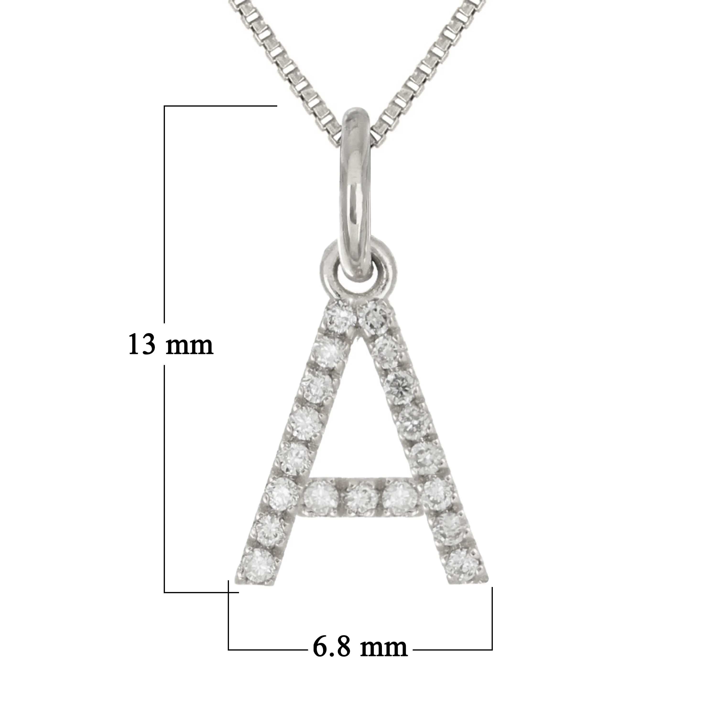 14k Yellow White or Rose Gold Diamond Initial Letter Charm Pendant Necklace 18"