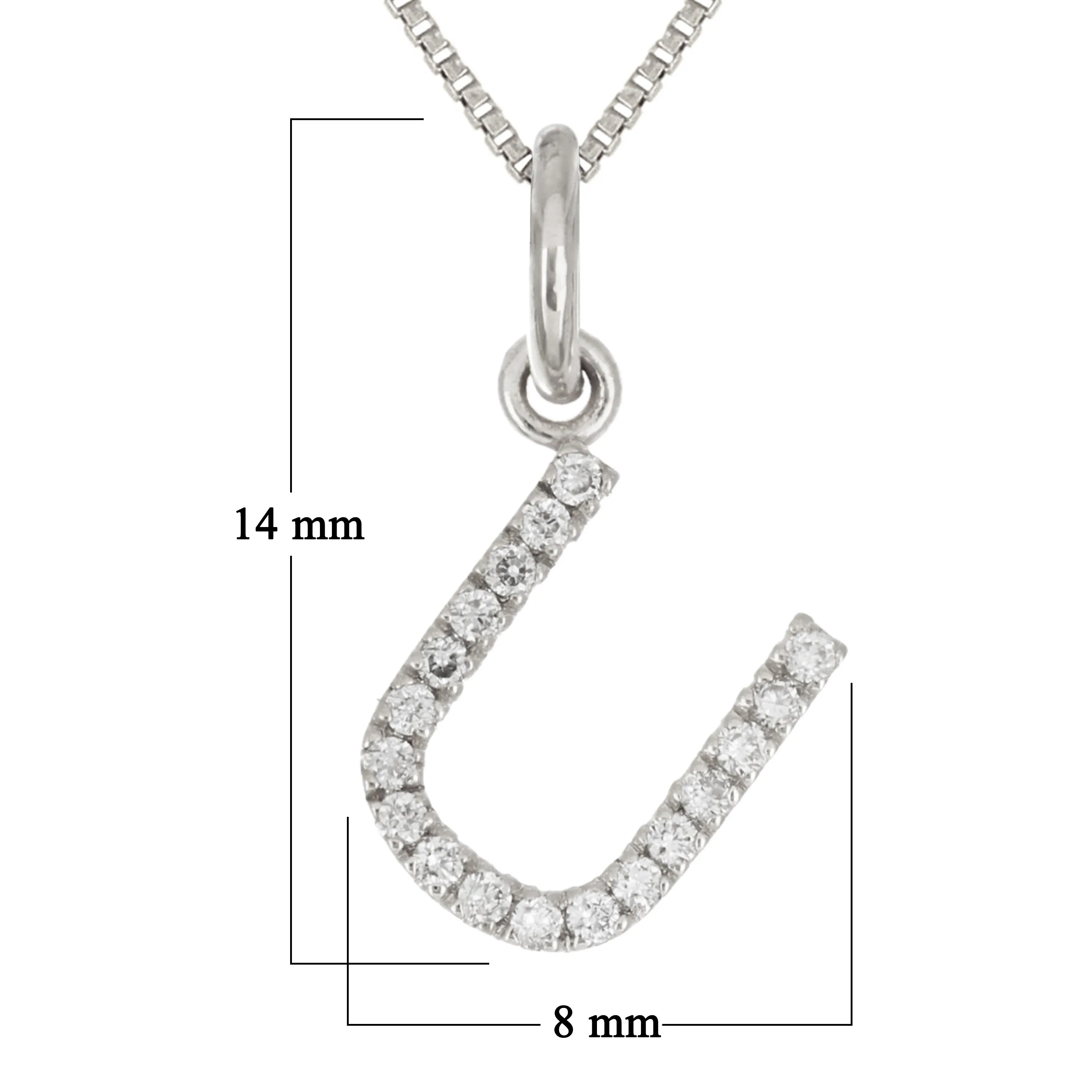 14k Yellow White or Rose Gold Diamond Initial Letter Charm Pendant Necklace 18"
