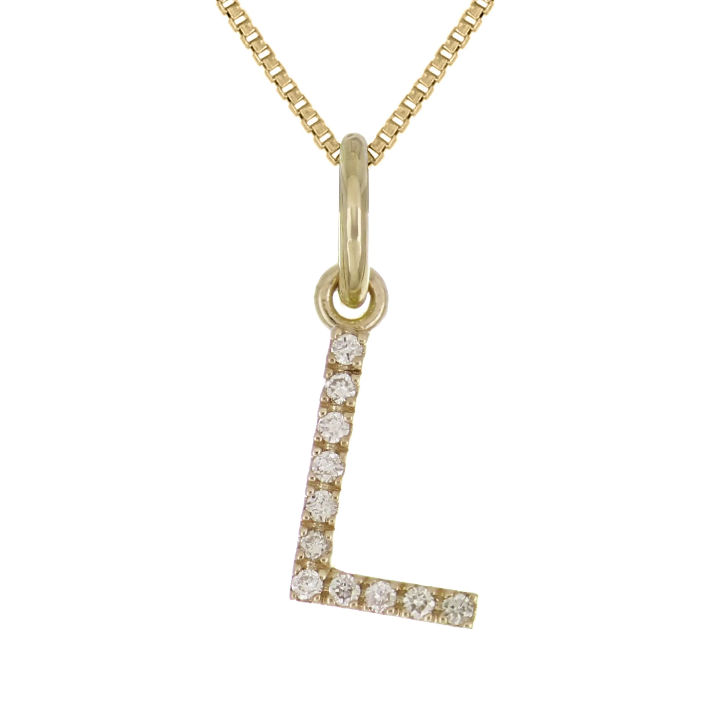 14k Yellow White or Rose Gold Diamond Initial Letter Charm Pendant Necklace 18"