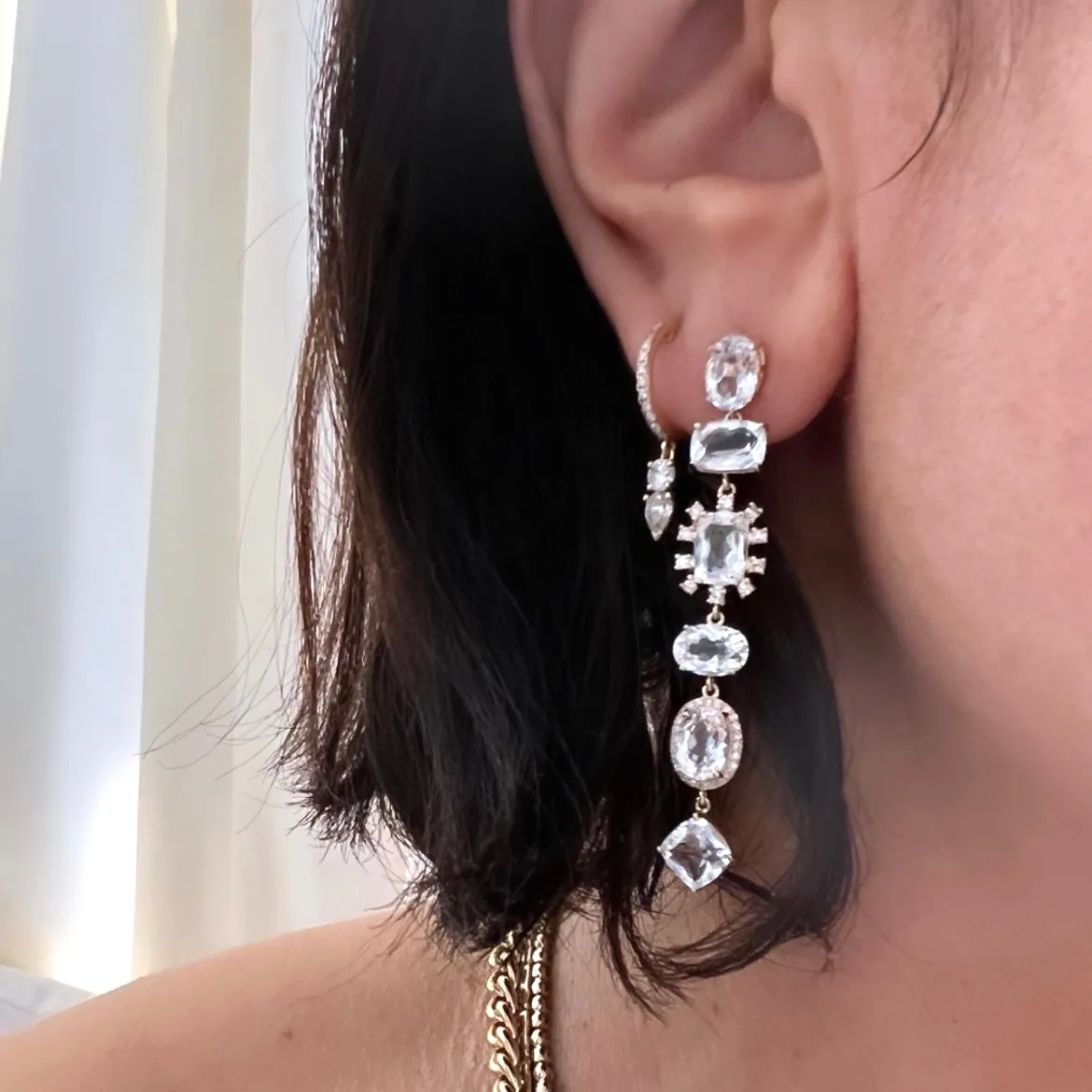14KT Gold Diamond Clarisse Drop Earrings
